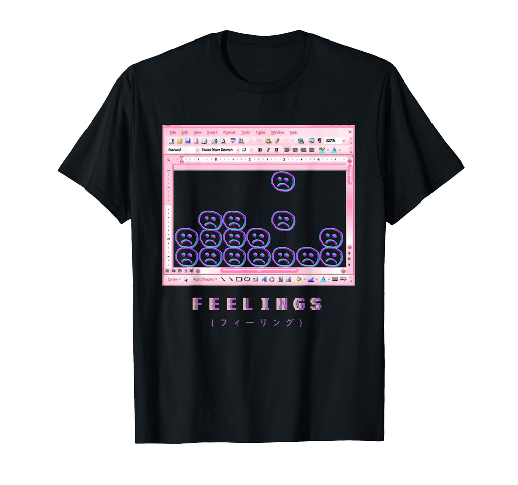 Aesthetic Vaporwave Sad Face T-Shirt - Casual Everyday Wear Men Women - T-Shirt, Sweatshirt, Hoodie
