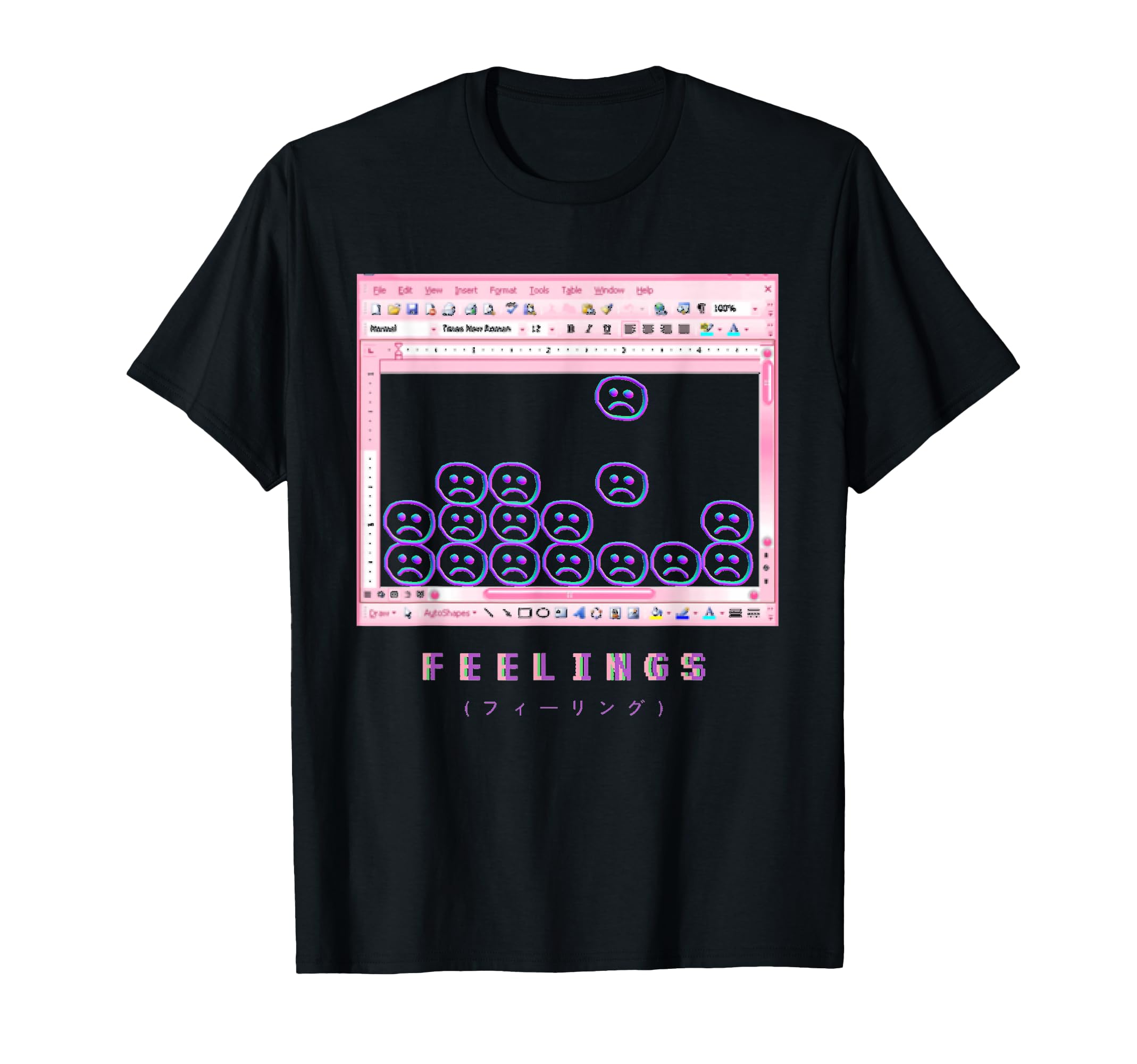 Aesthetic Vaporwave Sad Face T-Shirt - Casual Everyday Wear Men Women - T-Shirt, Sweatshirt, Hoodie