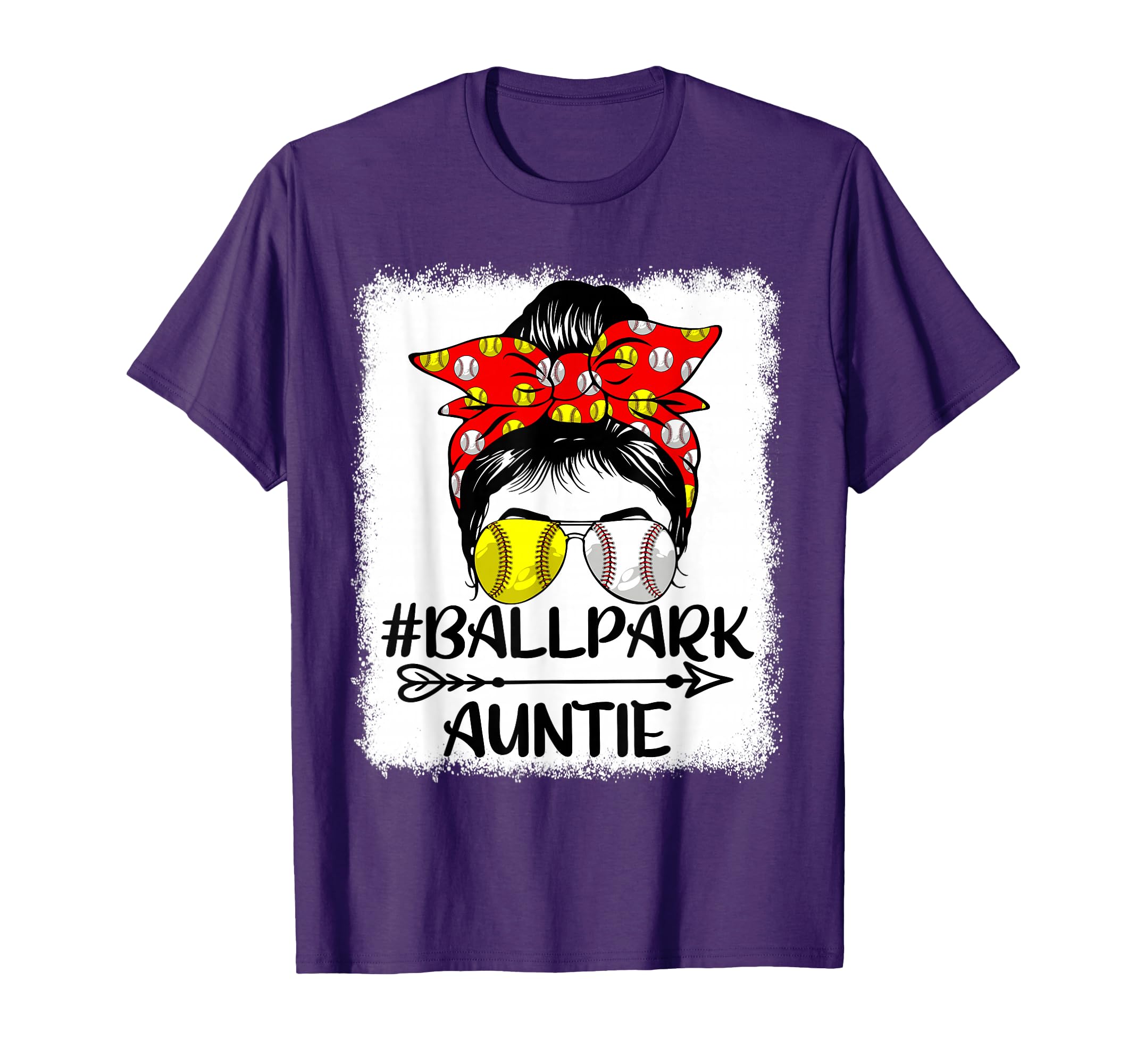 Messy Bun Hair Ballpark Auntie Softball T-Shirt - Minimalist Print Unisex - T-Shirt, Sweatshirt, Hoodie