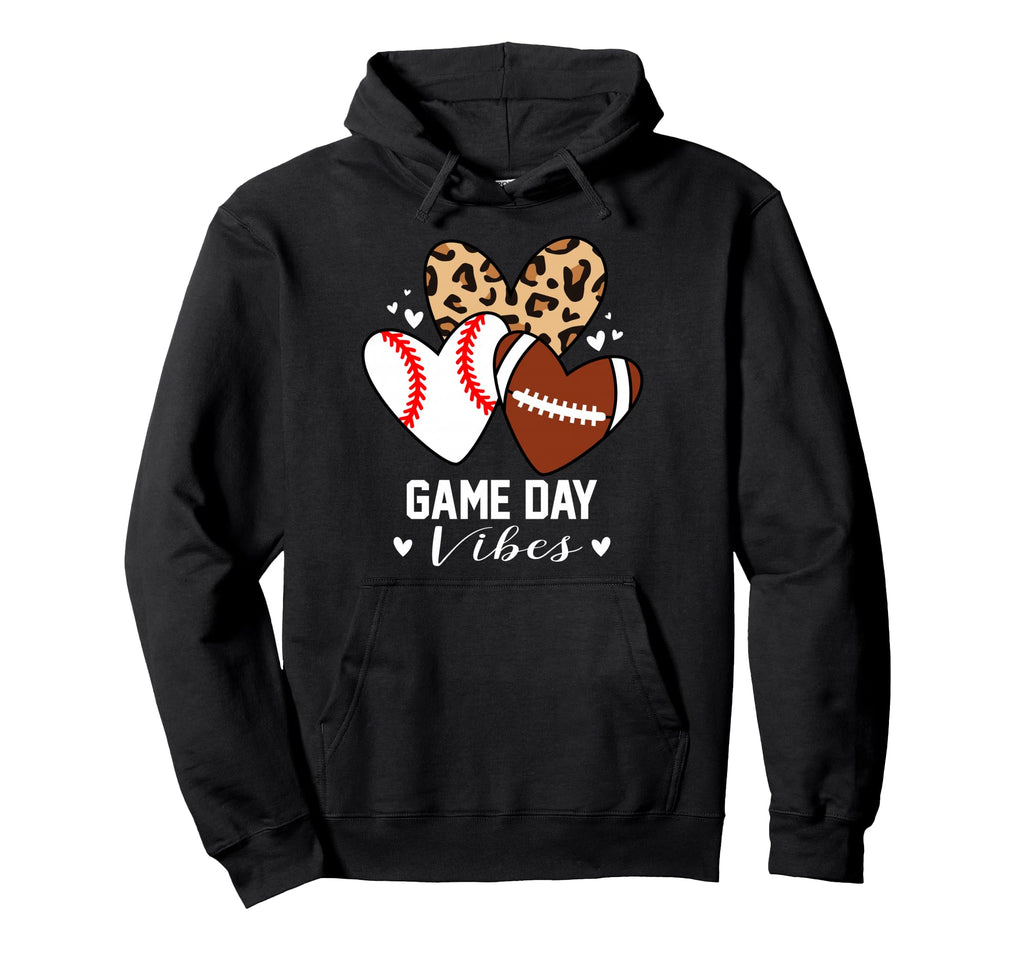 Game Day Vibes Funny Football Baseball Hoodie - Graphic Print Men Women - T-Shirt, Sweatshirt, Hoodie
