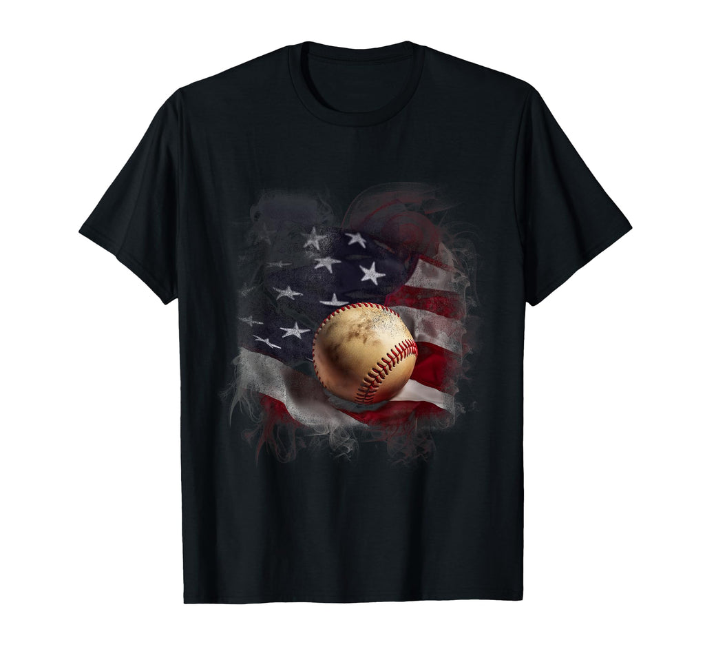 Baseball And American Flag Usa T-Shirt - Aesthetic Graphic for Adults - T-Shirt, Sweatshirt, Hoodie