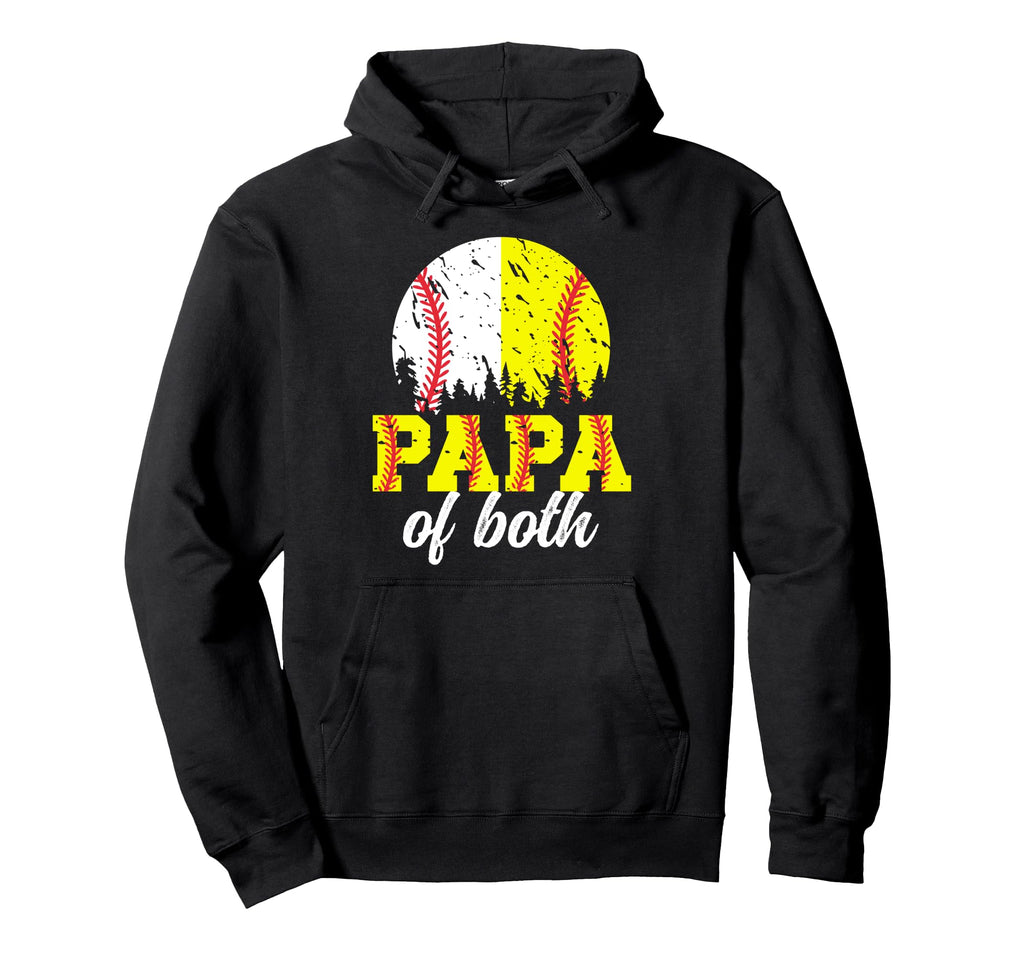 Papa Both Softball Baseball Papa Hoodie - Casual Everyday Wear for Adults - T-Shirt, Sweatshirt, Hoodie
