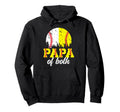 Papa Both Softball Baseball Papa Hoodie - Casual Everyday Wear for Adults - T-Shirt, Sweatshirt, Hoodie