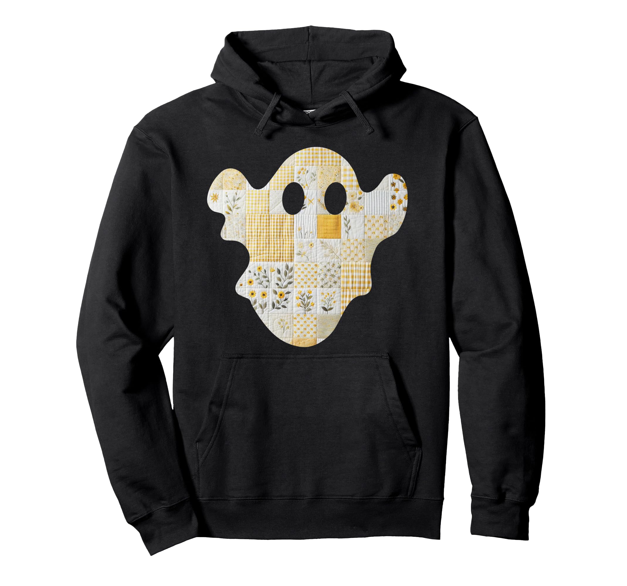 Patchwork Ghost Chic Shabby Yellow Hoodie - Aesthetic Graphic Unisex - T-Shirt, Sweatshirt, Hoodie