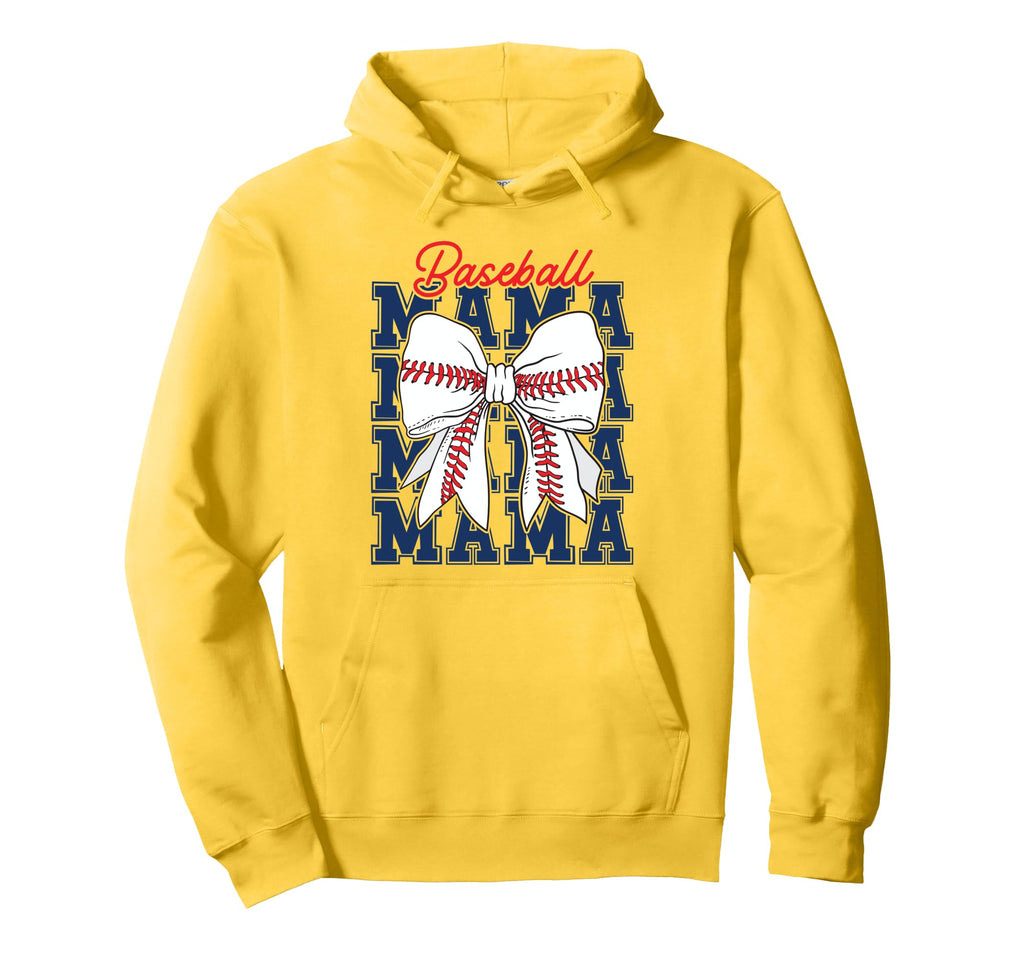 Baseball Mama Coquette Bow Game Hoodie - Casual Everyday Wear Men Women - T-Shirt, Sweatshirt, Hoodie