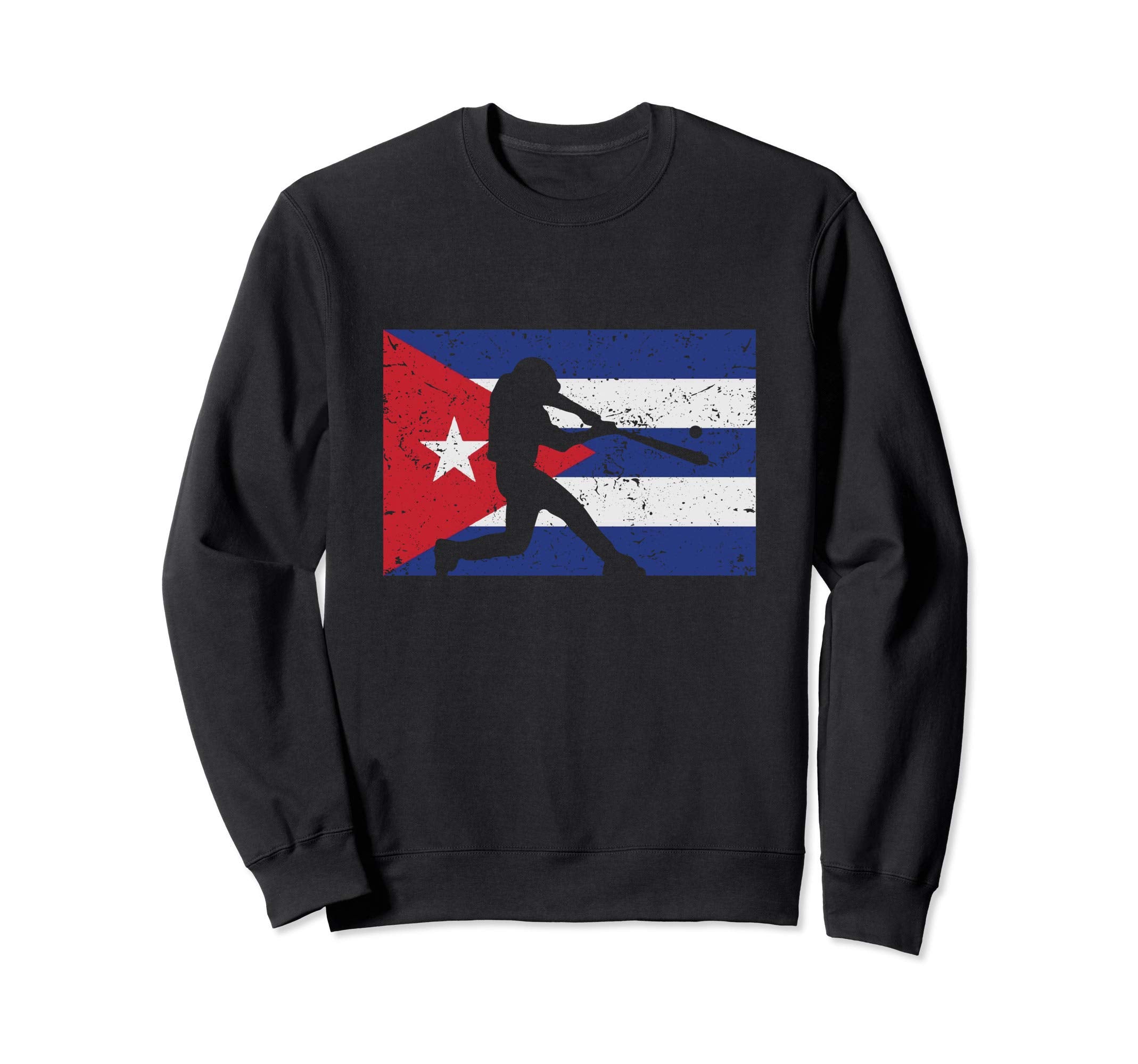 Baseball Cuban Distressed Flag Sweatshirt - Custom Art Print Men Women - T-Shirt, Sweatshirt, Hoodie
