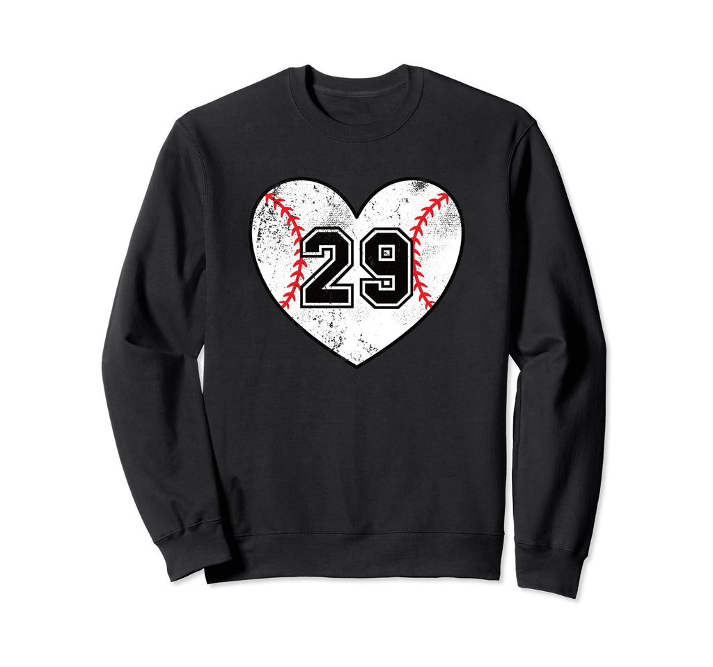 Baseball Heart Player 29 Baseball Mom Sweatshirt - Novelty Apparel Unisex - T-Shirt, Sweatshirt, Hoodie