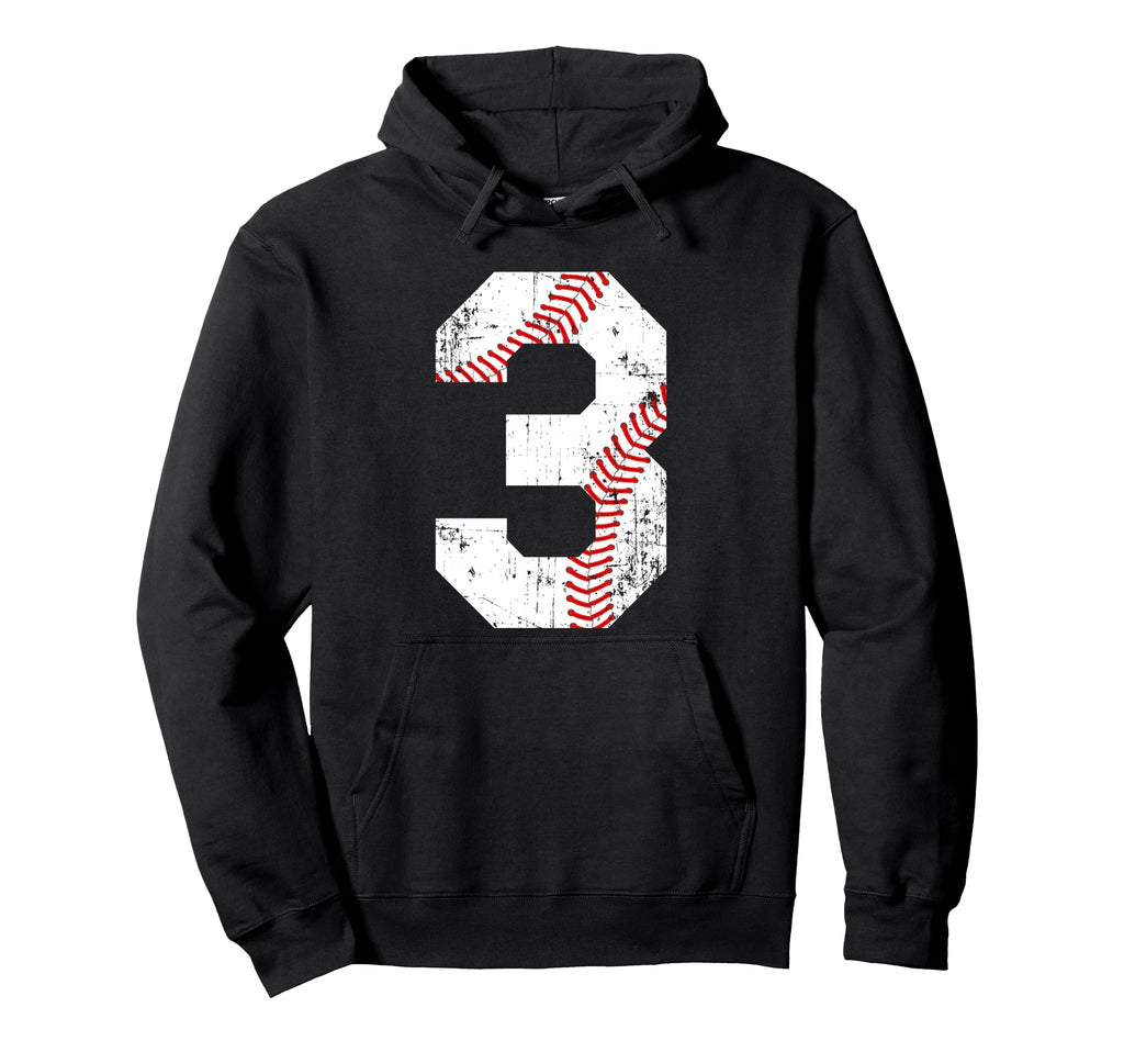 Baseball 3 Jersey Number Hoodie - Fun Novelty Design Men Women - T-Shirt, Sweatshirt, Hoodie