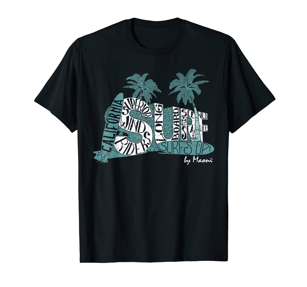 Surf Club California Palm Tree Surfer T-Shirt - Custom Art Print Men Women - T-Shirt, Sweatshirt, Hoodie
