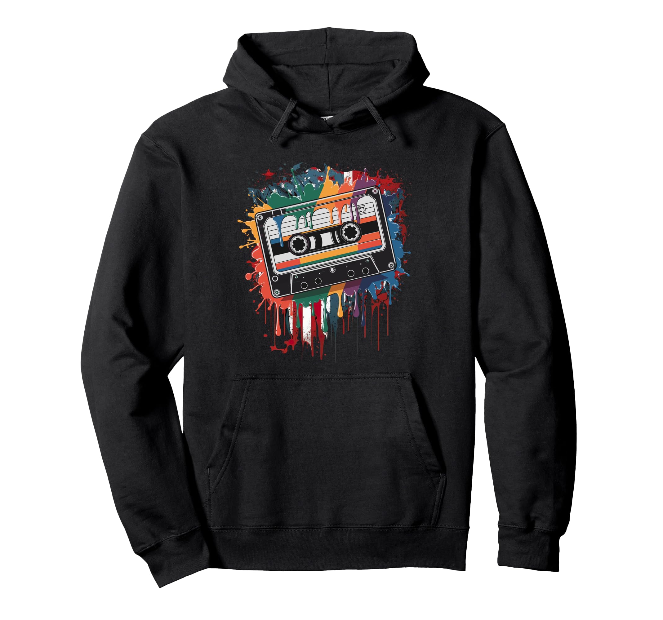 Colorful Cassette Tape Splash Hoodie - Fun Novelty Design Men Women - T-Shirt, Sweatshirt, Hoodie