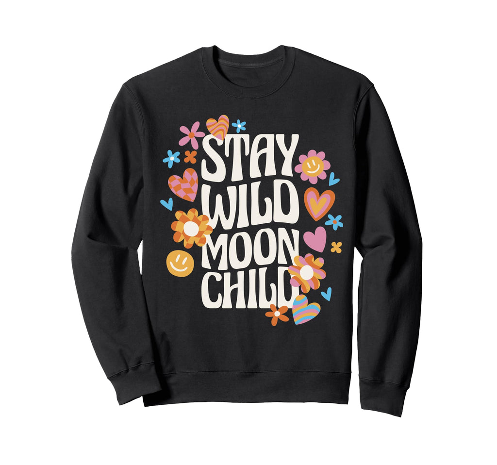 Stay Moon Wild Child Boho Natural Sweatshirt - Aesthetic Graphic for Adults - T-Shirt, Sweatshirt, Hoodie