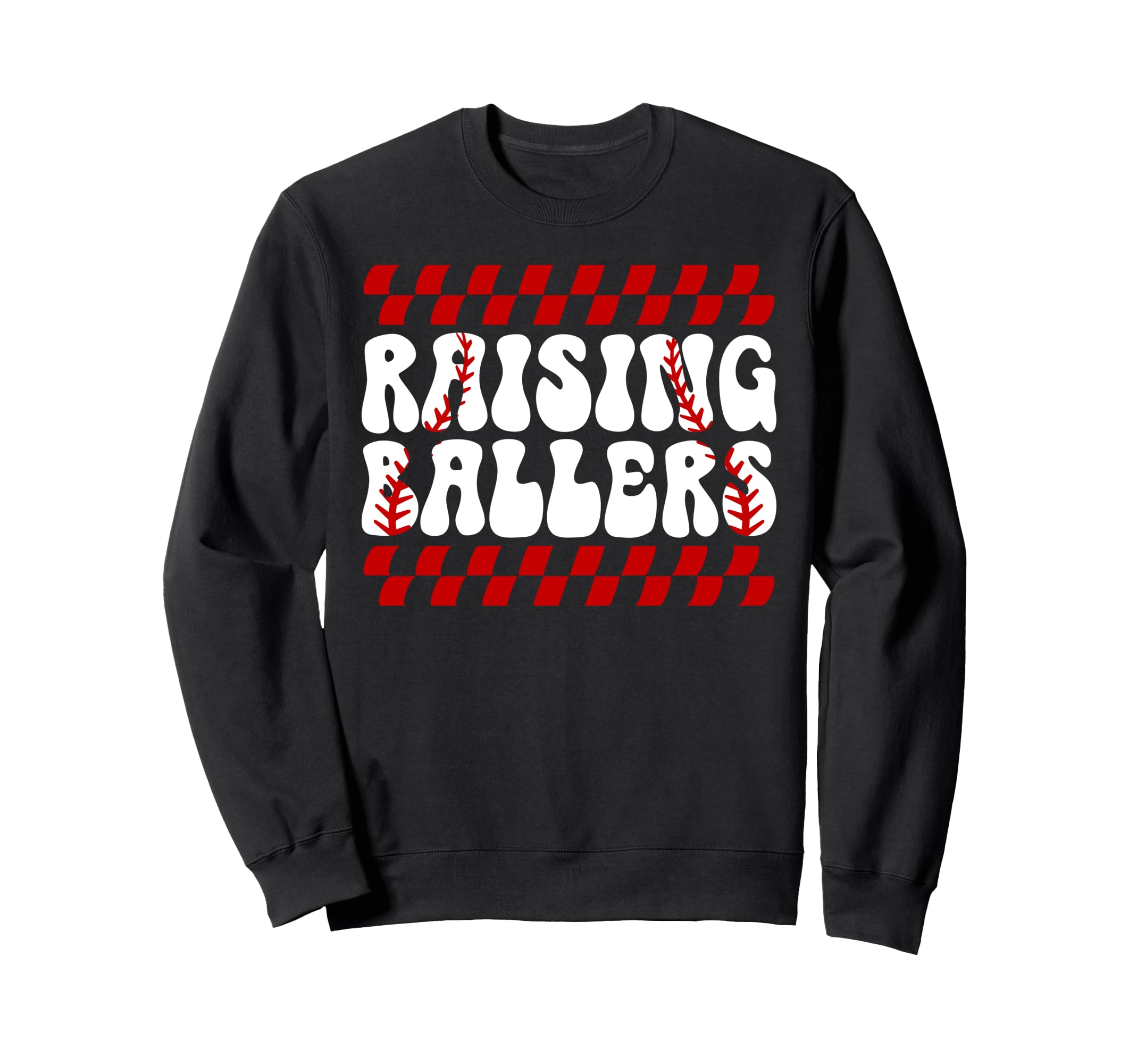 Raising Ballers Groovy Softball Baseball Sweatshirt - Graphic Print Unisex - T-Shirt, Sweatshirt, Hoodie