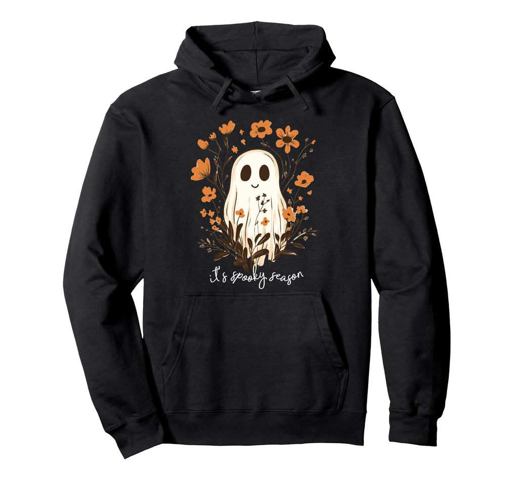 Ghost Spooky Season Floral Boho Hoodie - Custom Art Print Men Women - T-Shirt, Sweatshirt, Hoodie