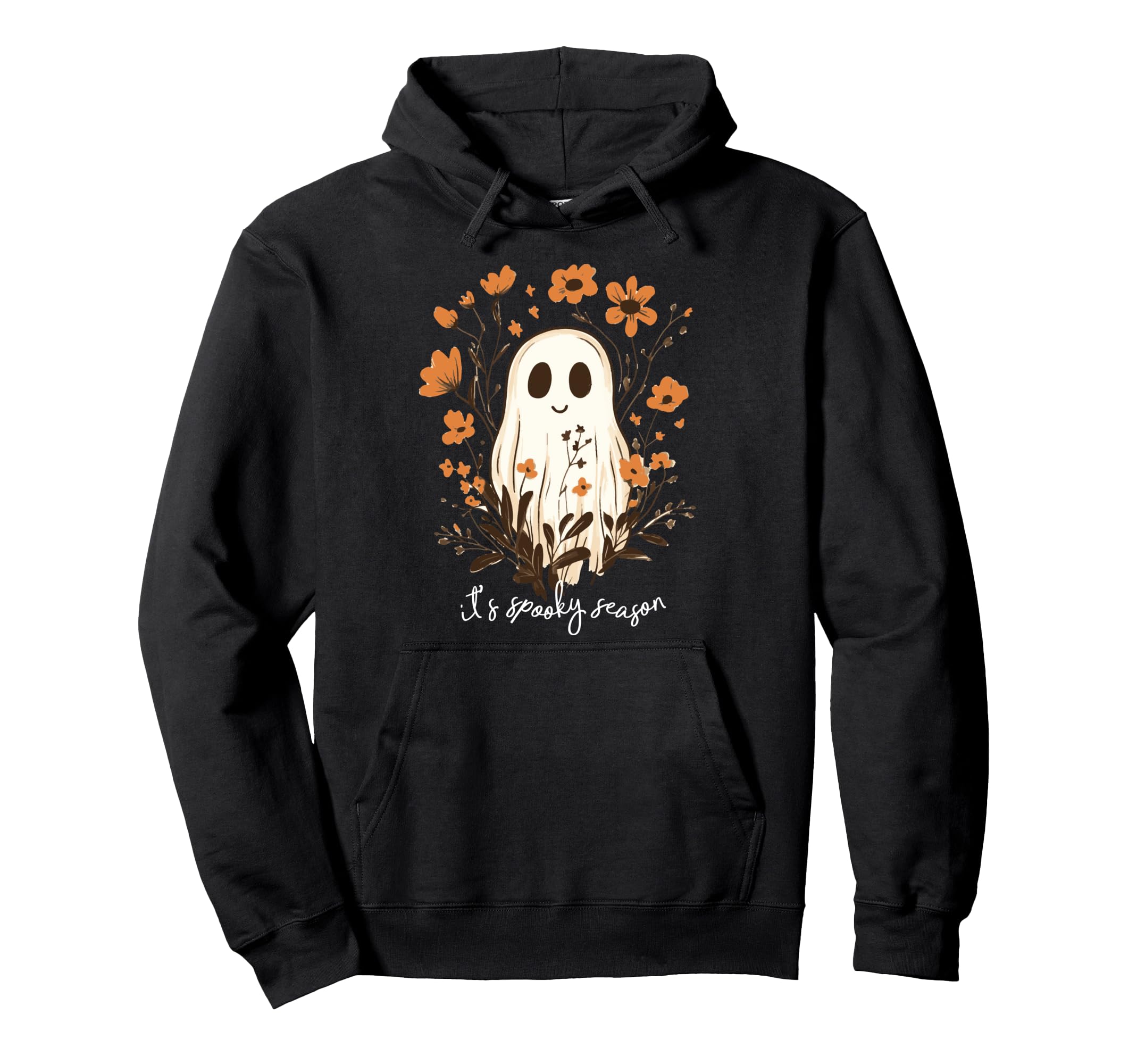 Ghost Spooky Season Floral Boho Hoodie - Custom Art Print Men Women - T-Shirt, Sweatshirt, Hoodie