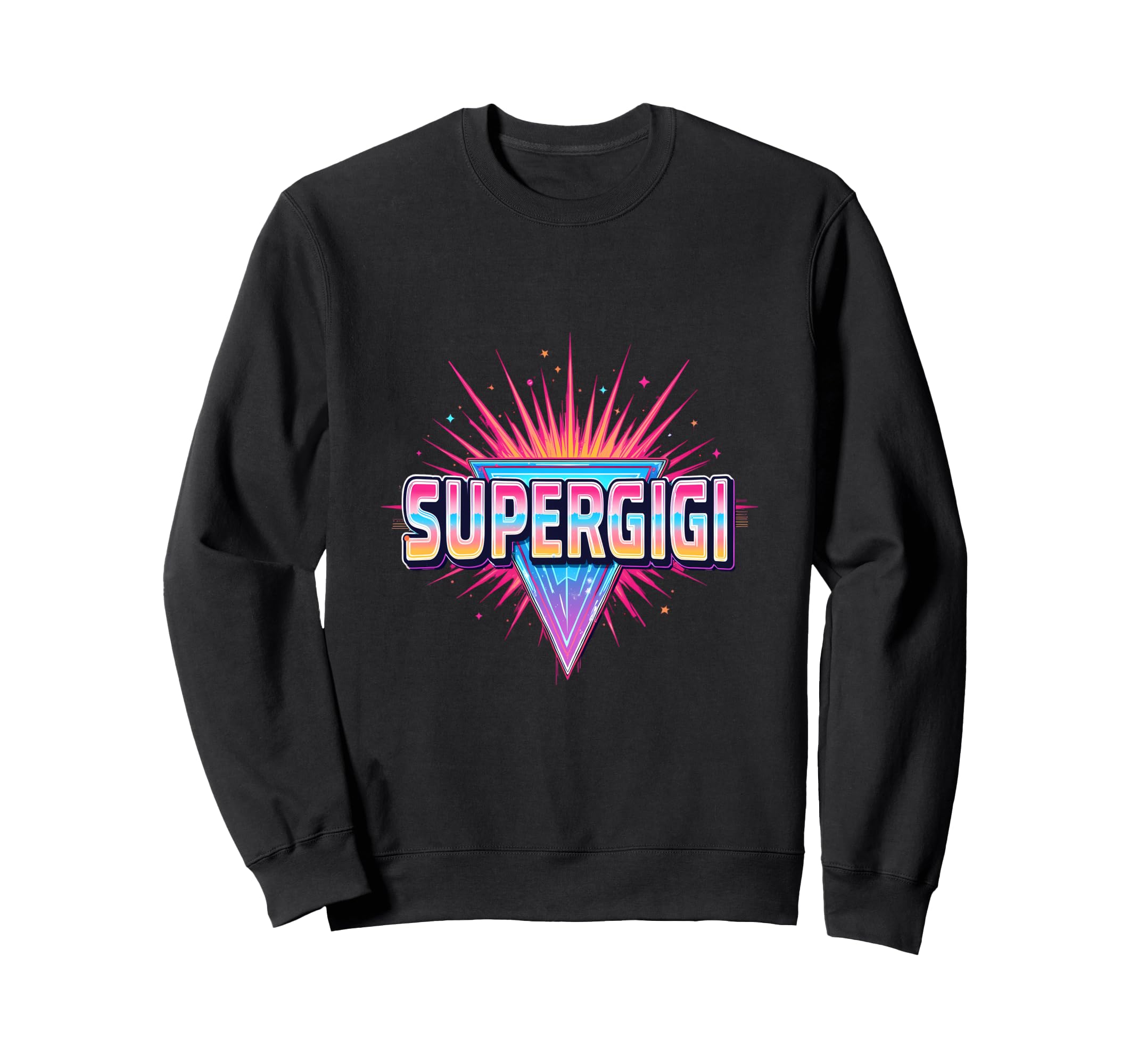Super Gigi Neon Synthwave Sweatshirt - Unique Graphic Men Women - T-Shirt, Sweatshirt, Hoodie