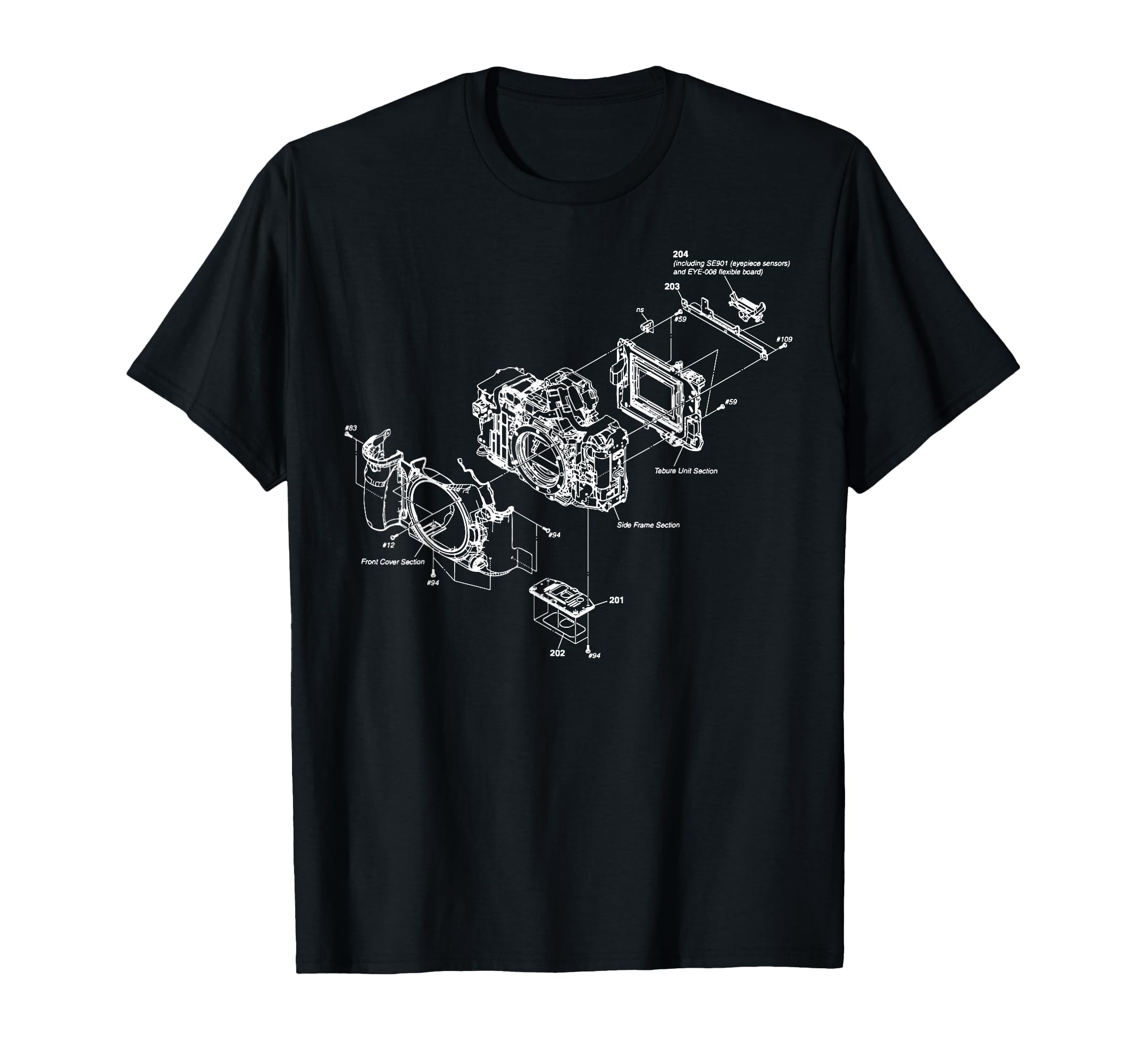 Blueprint Photography Camera Chart T-Shirt - Aesthetic Graphic for Adults - T-Shirt, Sweatshirt, Hoodie