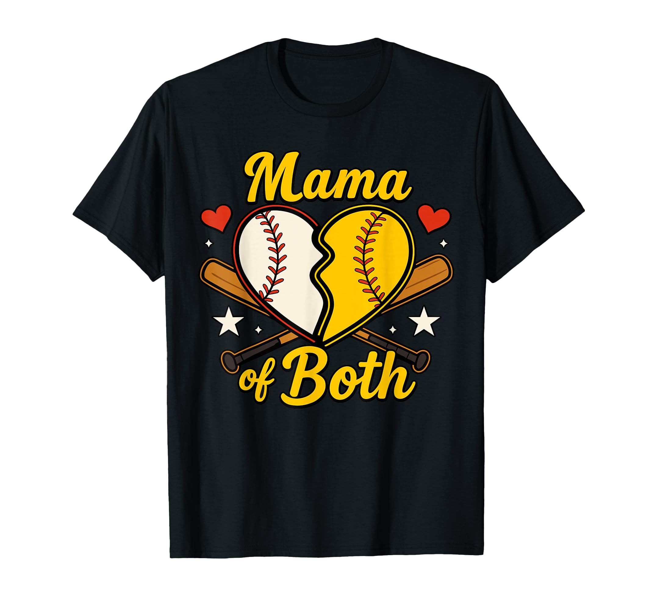 Mama Both Baseball Softball Mom Game T-Shirt - Custom Art Print for Adults - T-Shirt, Sweatshirt, Hoodie