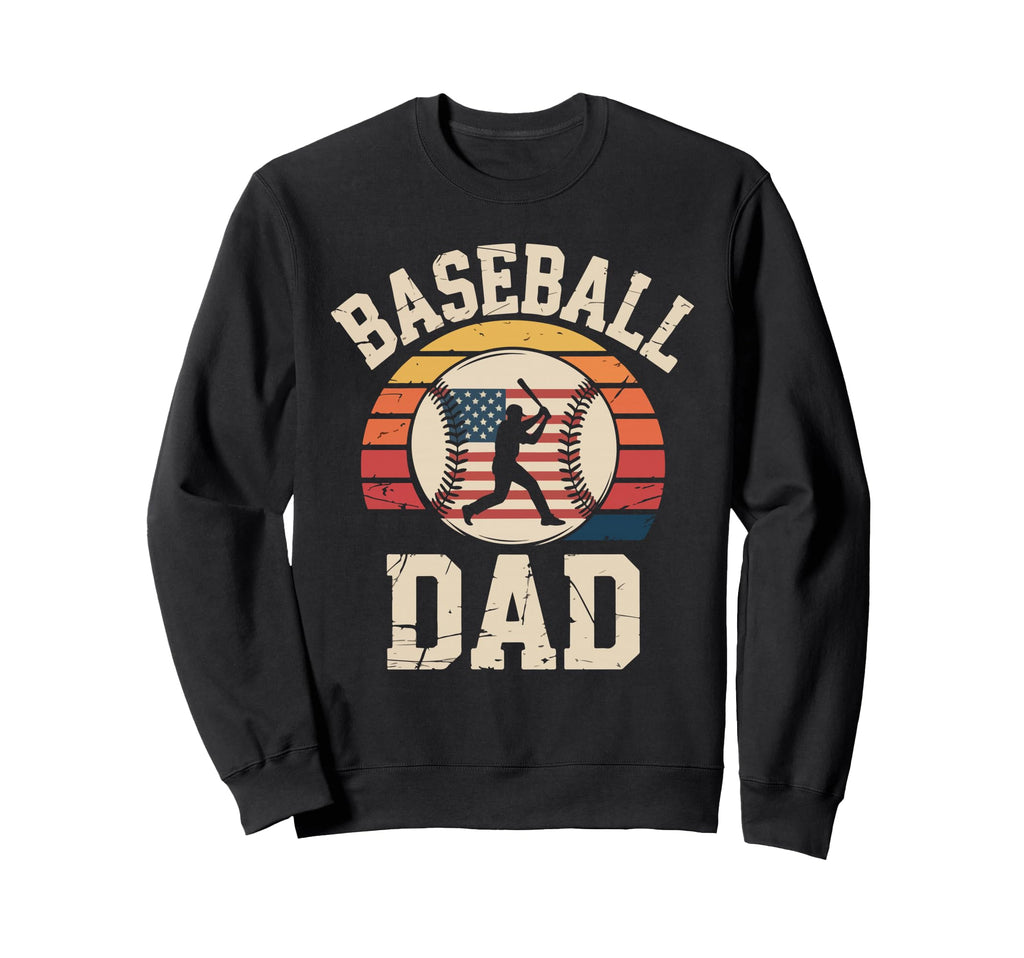 Baseball Dad American Flag Sweatshirt - Casual Everyday Wear Unisex - T-Shirt, Sweatshirt, Hoodie