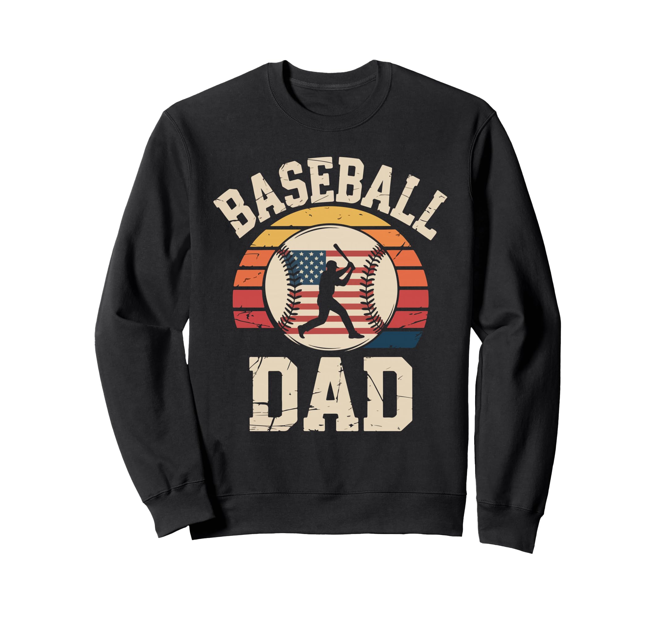 Baseball Dad American Flag Sweatshirt - Casual Everyday Wear Unisex - T-Shirt, Sweatshirt, Hoodie