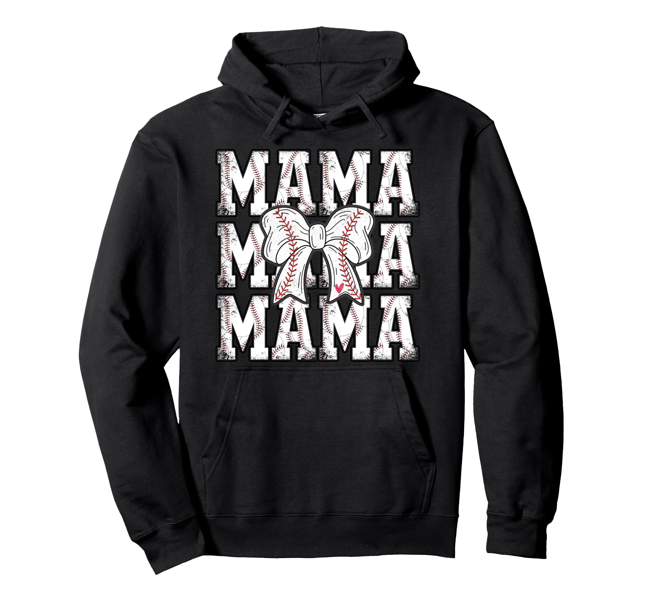 Baseball Mama Coquette Bow Hoodie - Streetwear Style Unisex - T-Shirt, Sweatshirt, Hoodie