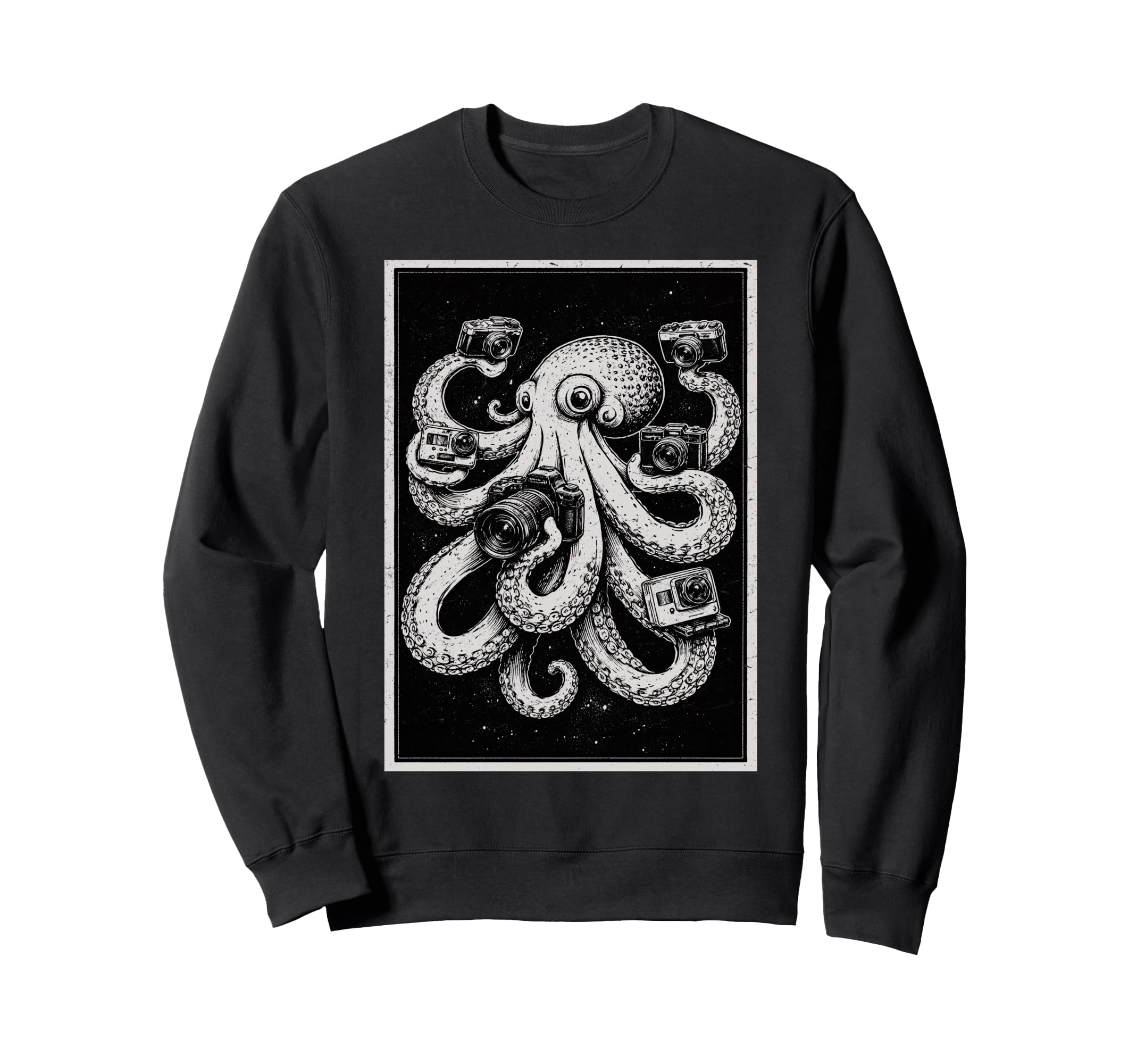 Camera Photographer Octopus Art Sweatshirt - Minimalist Print Men Women - T-Shirt, Sweatshirt, Hoodie
