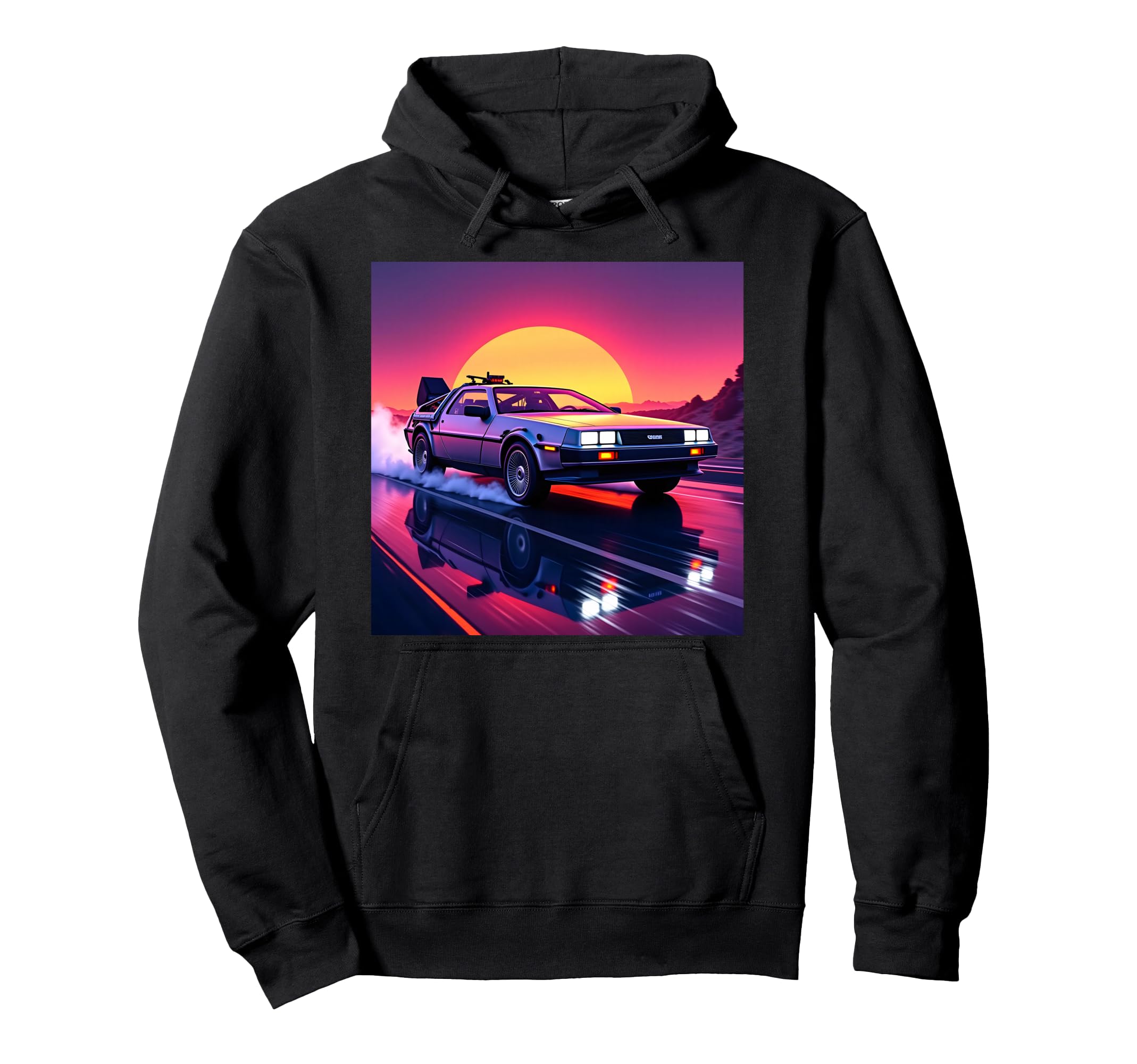 80S Car Neon Sunset Auto Gift Hoodie - Fun Novelty Design Unisex - T-Shirt, Sweatshirt, Hoodie