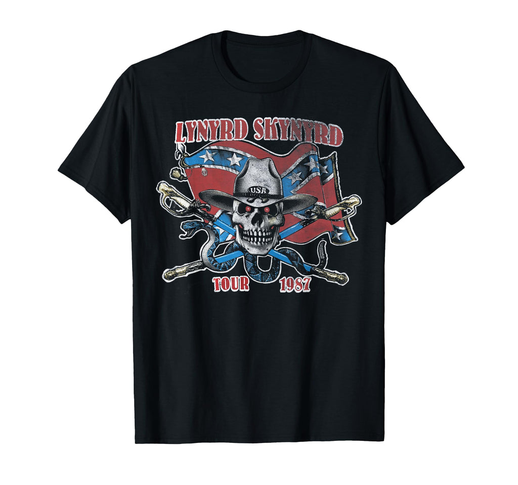 Lynyrd Skynyrd Tour 1987 Usa Flag Southern T-Shirt - Graphic Print Unisex - T-Shirt, Sweatshirt, Hoodie