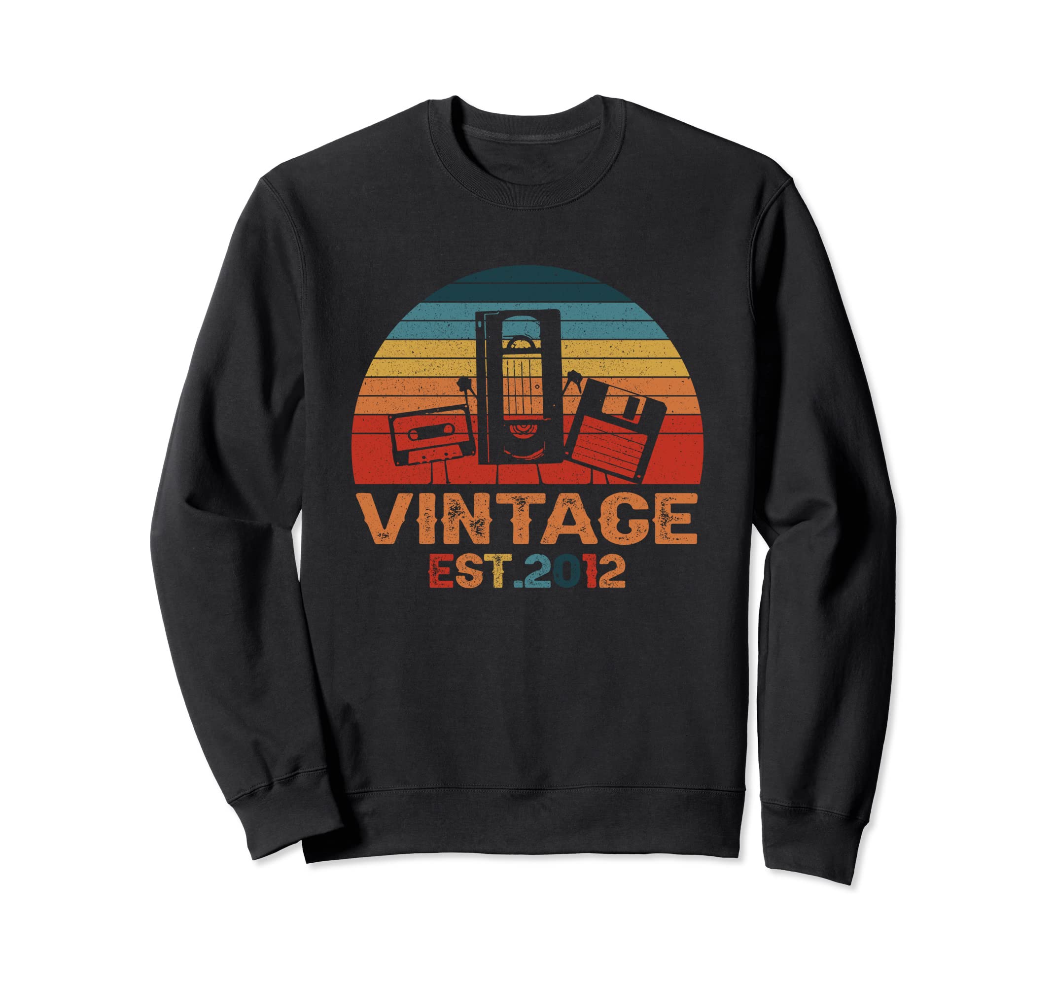 Est 2012 Cassette Tape Floppy Sweatshirt - Minimalist Print for Adults - T-Shirt, Sweatshirt, Hoodie