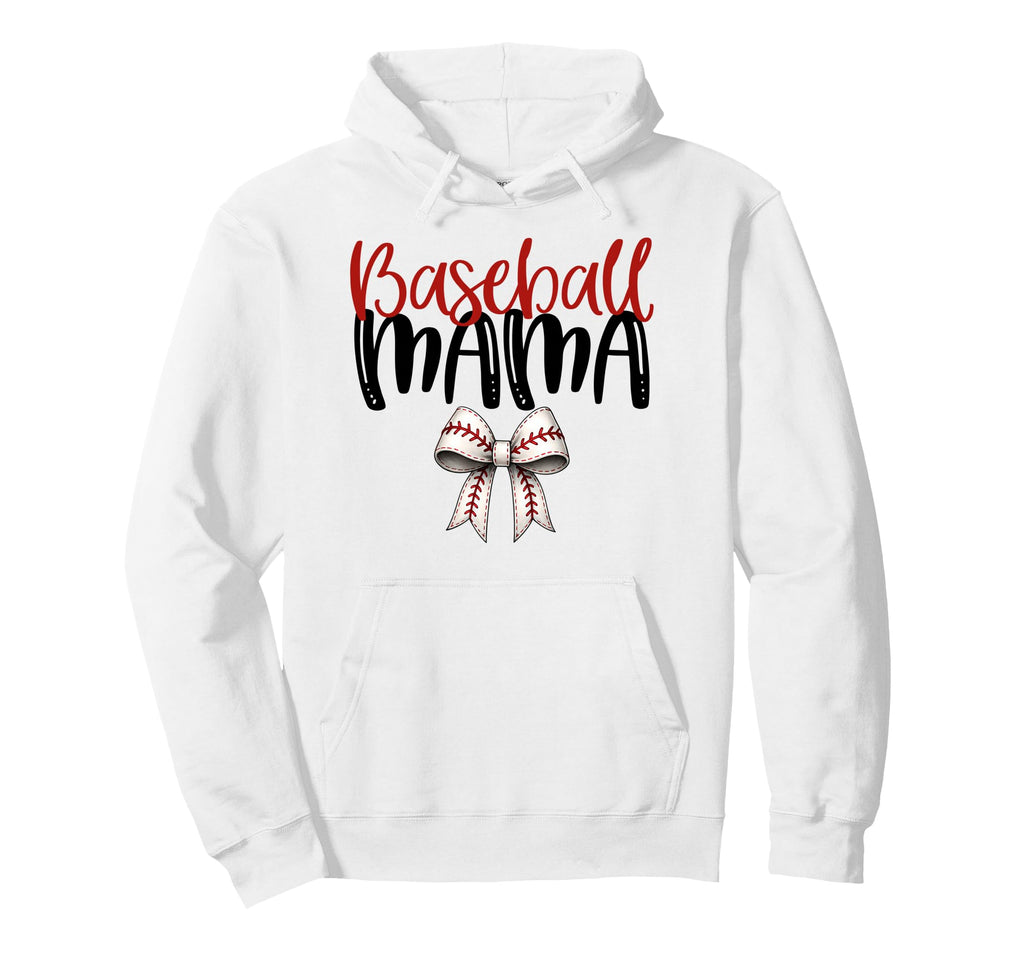 Baseball Mama Coquette Bow Game Day Hoodie - Trendy Graphic for Adults - T-Shirt, Sweatshirt, Hoodie