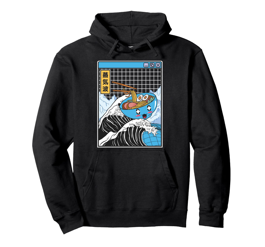 Happy Ramen Bowl Kanagawa Wave Digital Hoodie - Trendy Graphic Men Women - T-Shirt, Sweatshirt, Hoodie