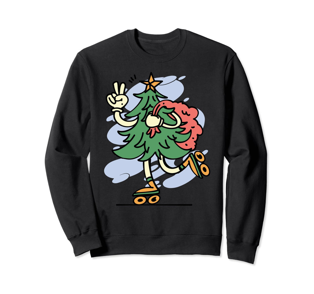 Festive Rolling Tree Sweatshirt - Custom Art Print for Adults - T-Shirt, Sweatshirt, Hoodie