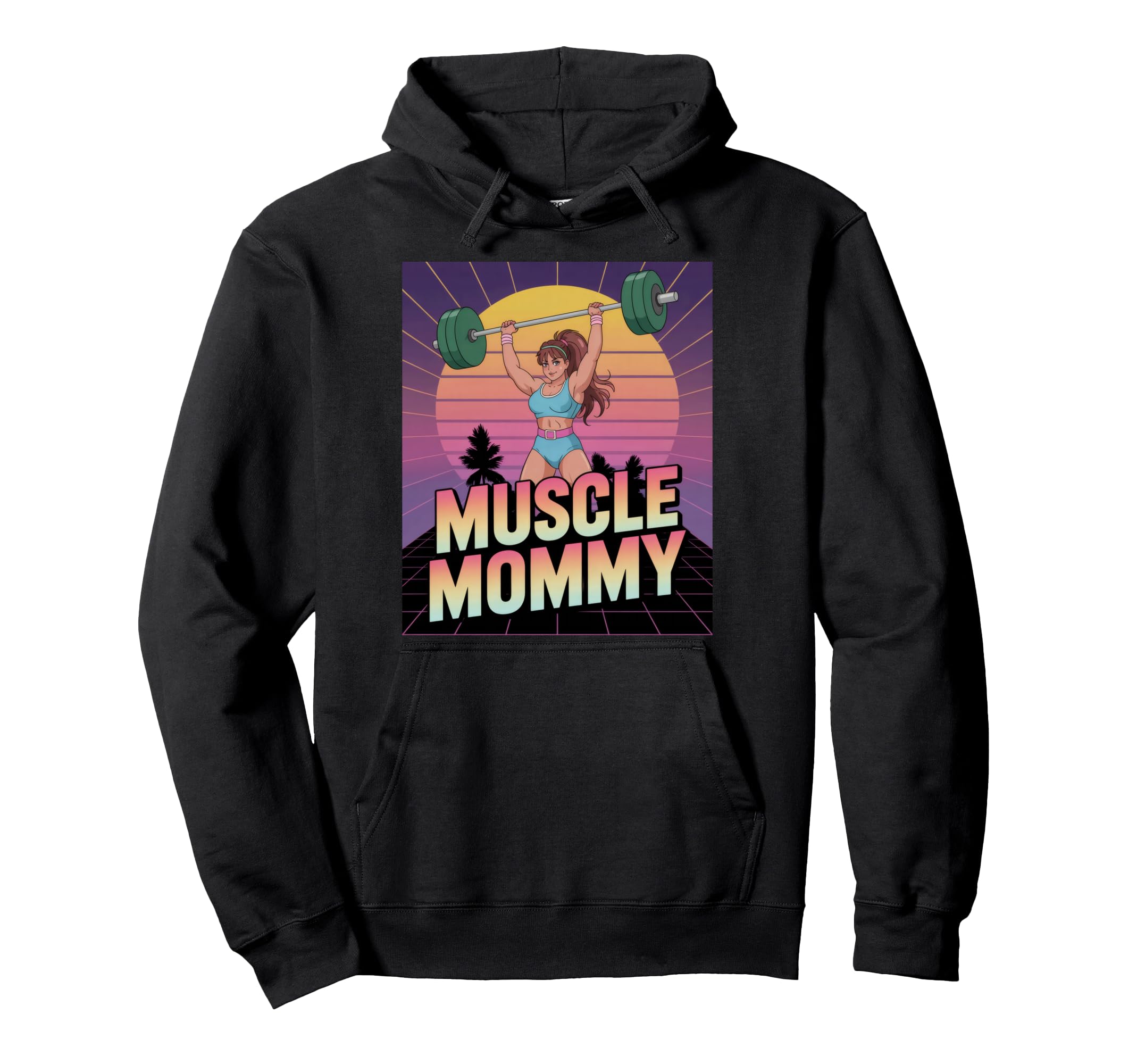 Anime Muscle Mommy Weightlifting Hoodie - Minimalist Print for Adults - T-Shirt, Sweatshirt, Hoodie