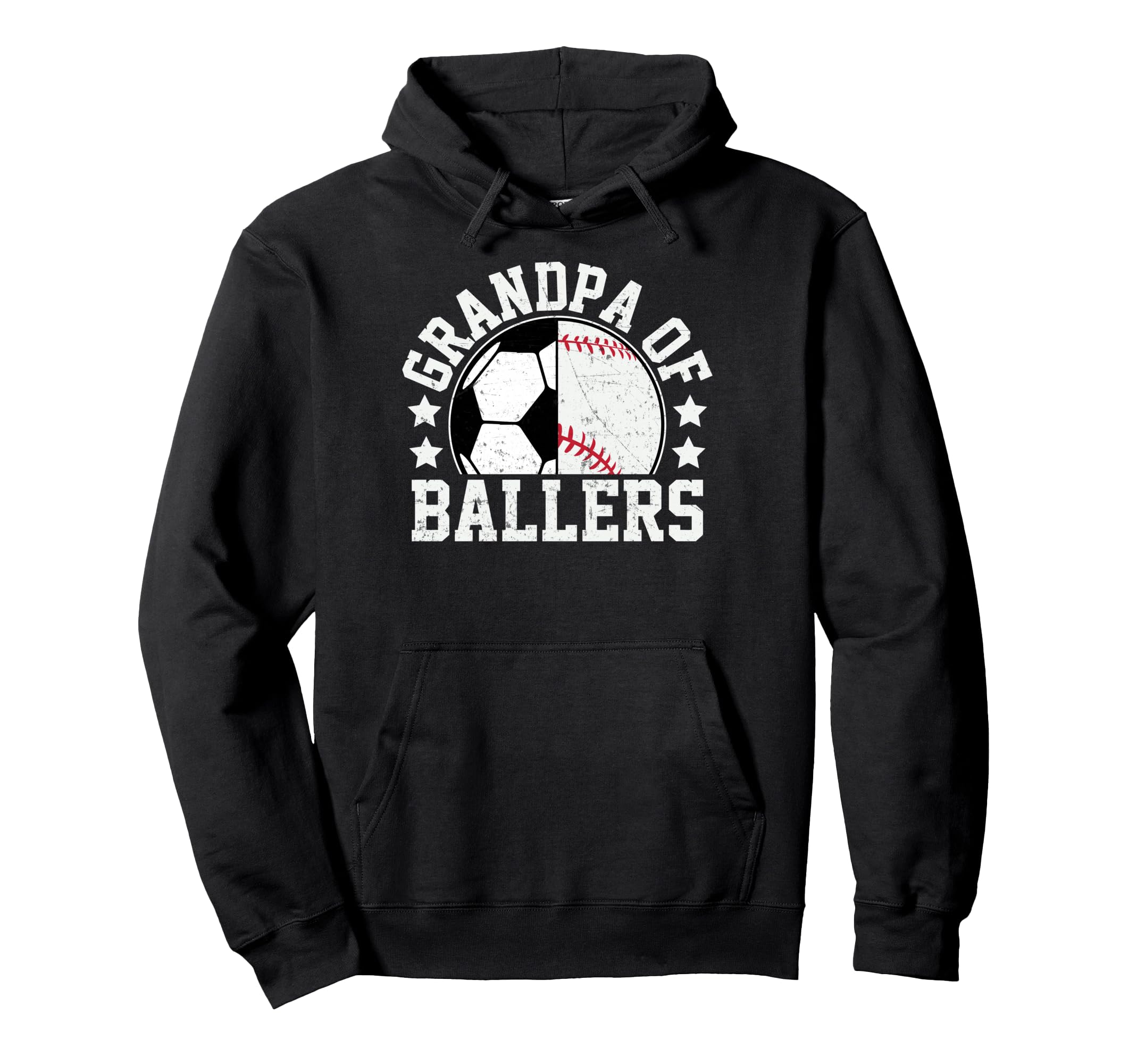 Grandpa Ballers Soccer Baseball Hoodie - Fun Novelty Design Men Women - T-Shirt, Sweatshirt, Hoodie