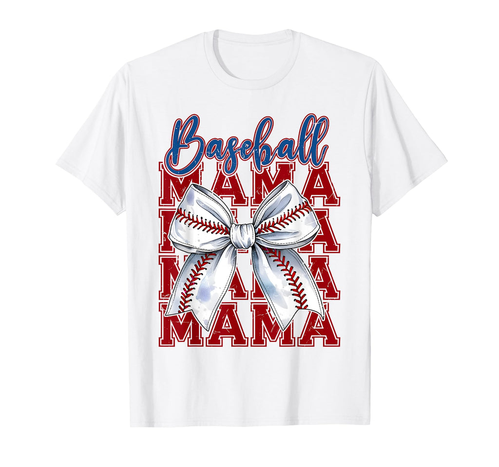 Baseball Mama Coquette Bow Mothers Day T-Shirt - Graphic Print Unisex - T-Shirt, Sweatshirt, Hoodie