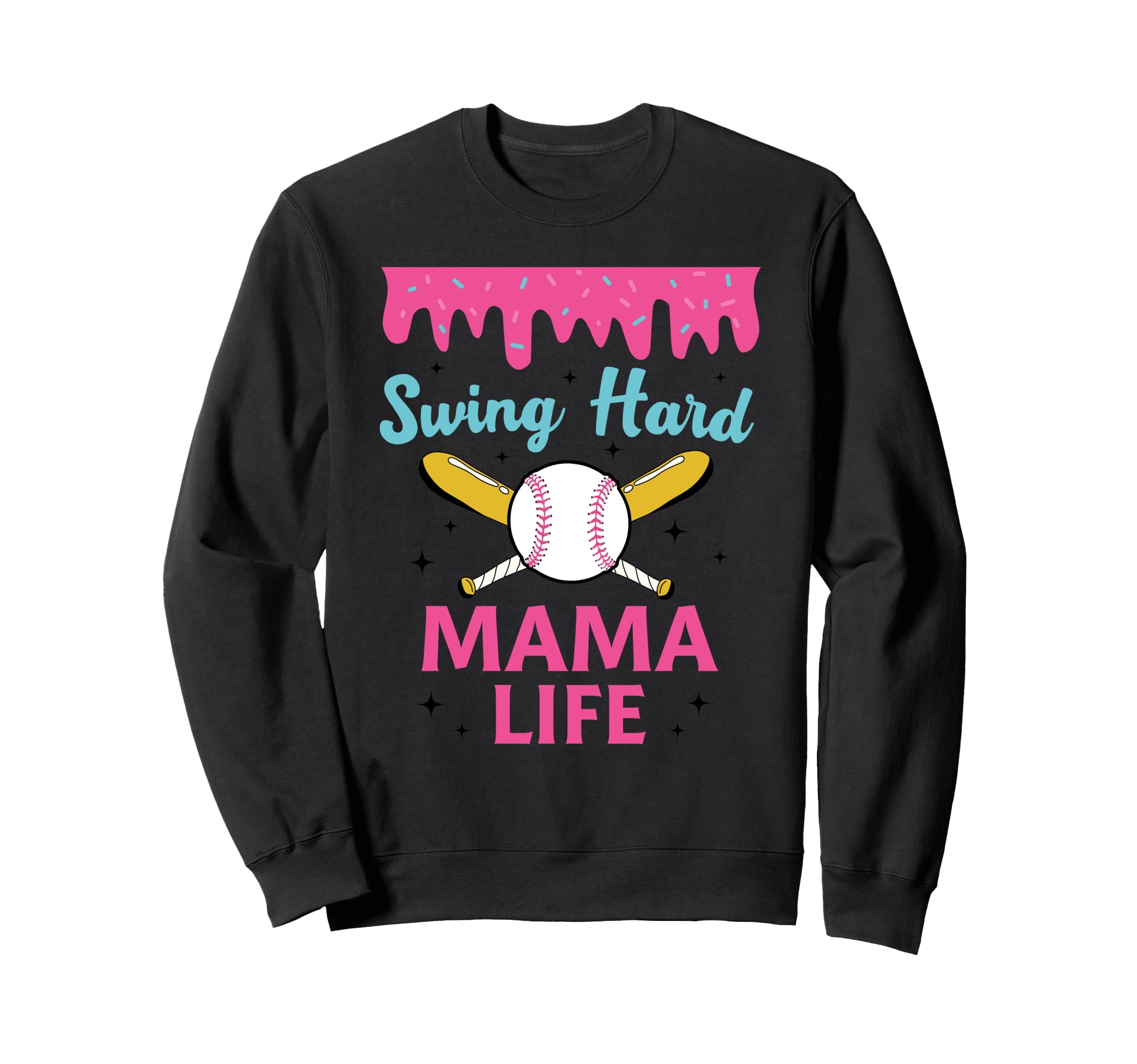 Mothers Day Baseball Mom Swing Sweatshirt - Custom Art Print Men Women - T-Shirt, Sweatshirt, Hoodie