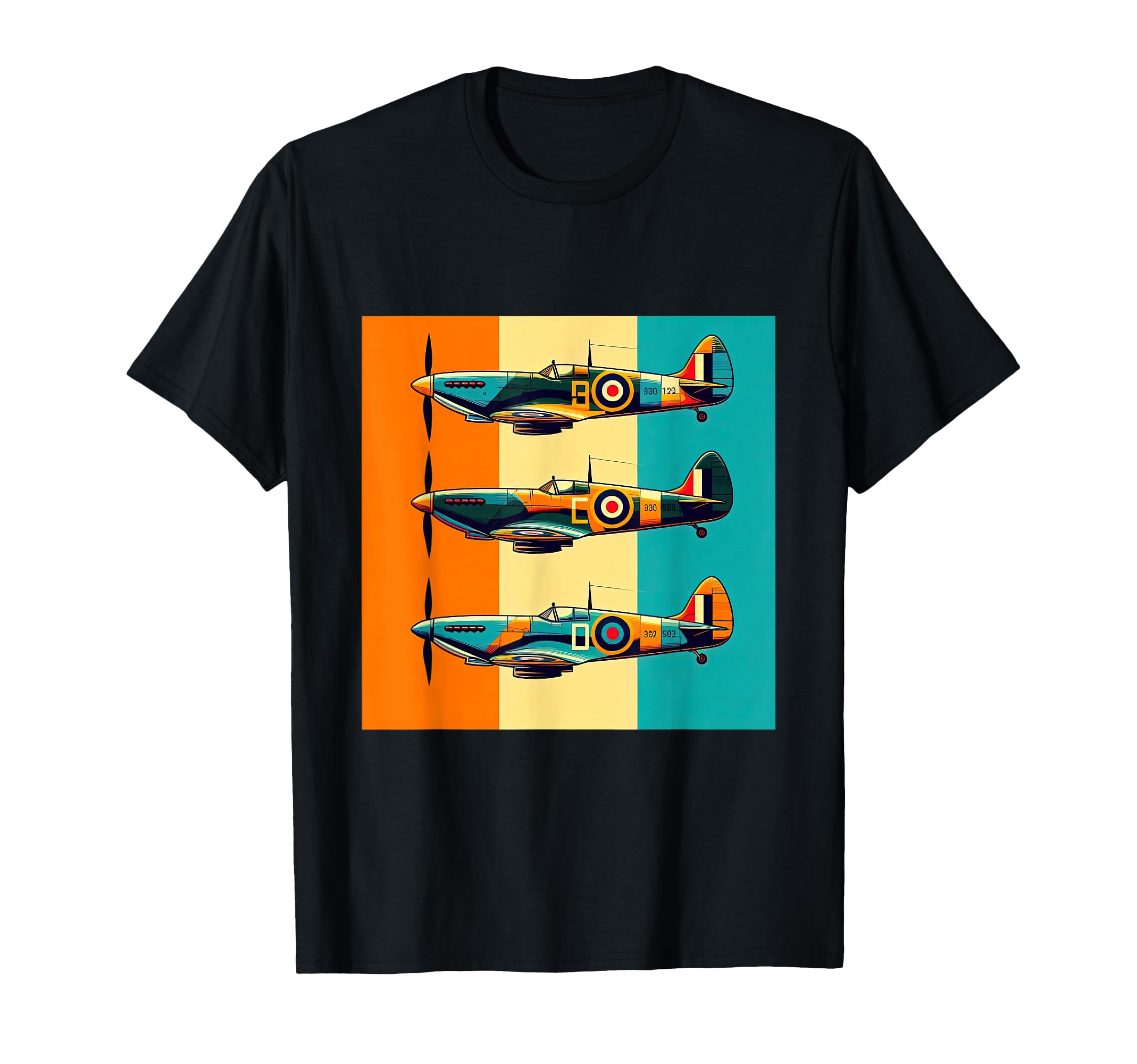 Ww2 Spitfire Raf Warplane Rainbow Colors T-Shirt - Trendy Graphic Men Women - T-Shirt, Sweatshirt, Hoodie