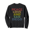 San Diego California Peace Love 70S Sweatshirt - Unique Graphic for Adults - T-Shirt, Sweatshirt, Hoodie