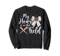 Baseball Mom My Heart Is That Field Bow Sweatshirt - Graphic Print Unisex - T-Shirt, Sweatshirt, Hoodie