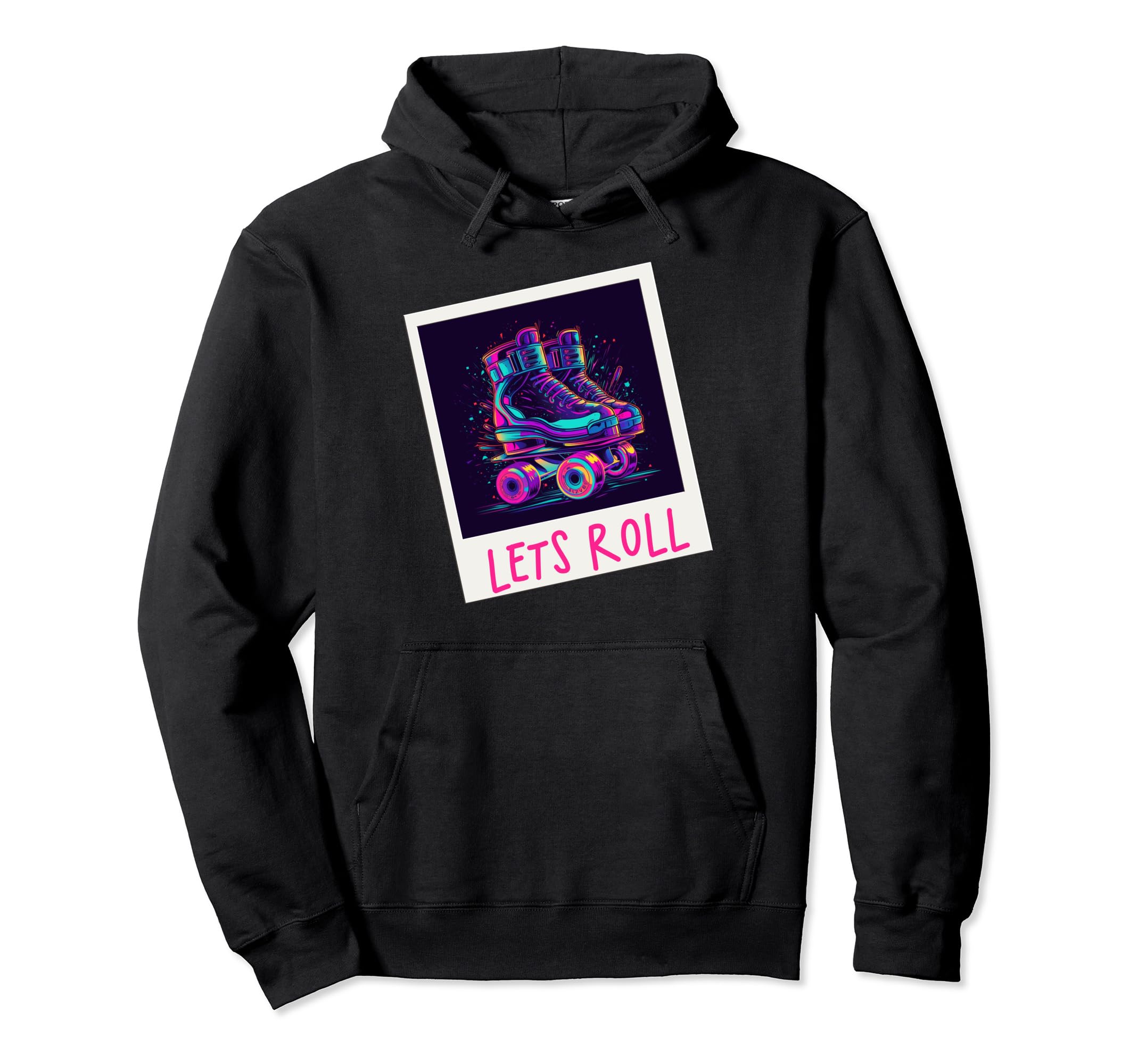 Lets Roll Vaporwave Roller Skates Hoodie - Novelty Apparel Men Women - T-Shirt, Sweatshirt, Hoodie