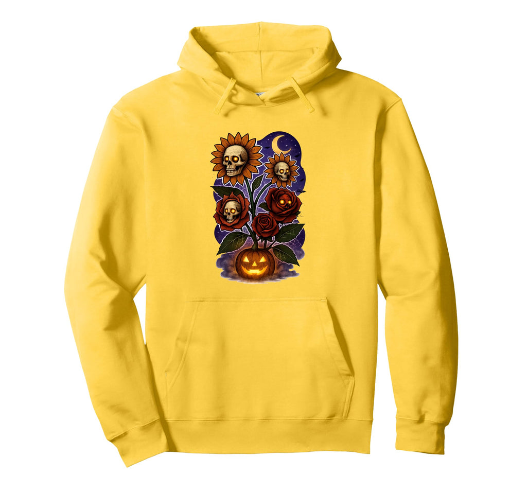 Skull Sunflowers Gothic Goth Creepy Hoodie - Custom Art Print for Adults - T-Shirt, Sweatshirt, Hoodie