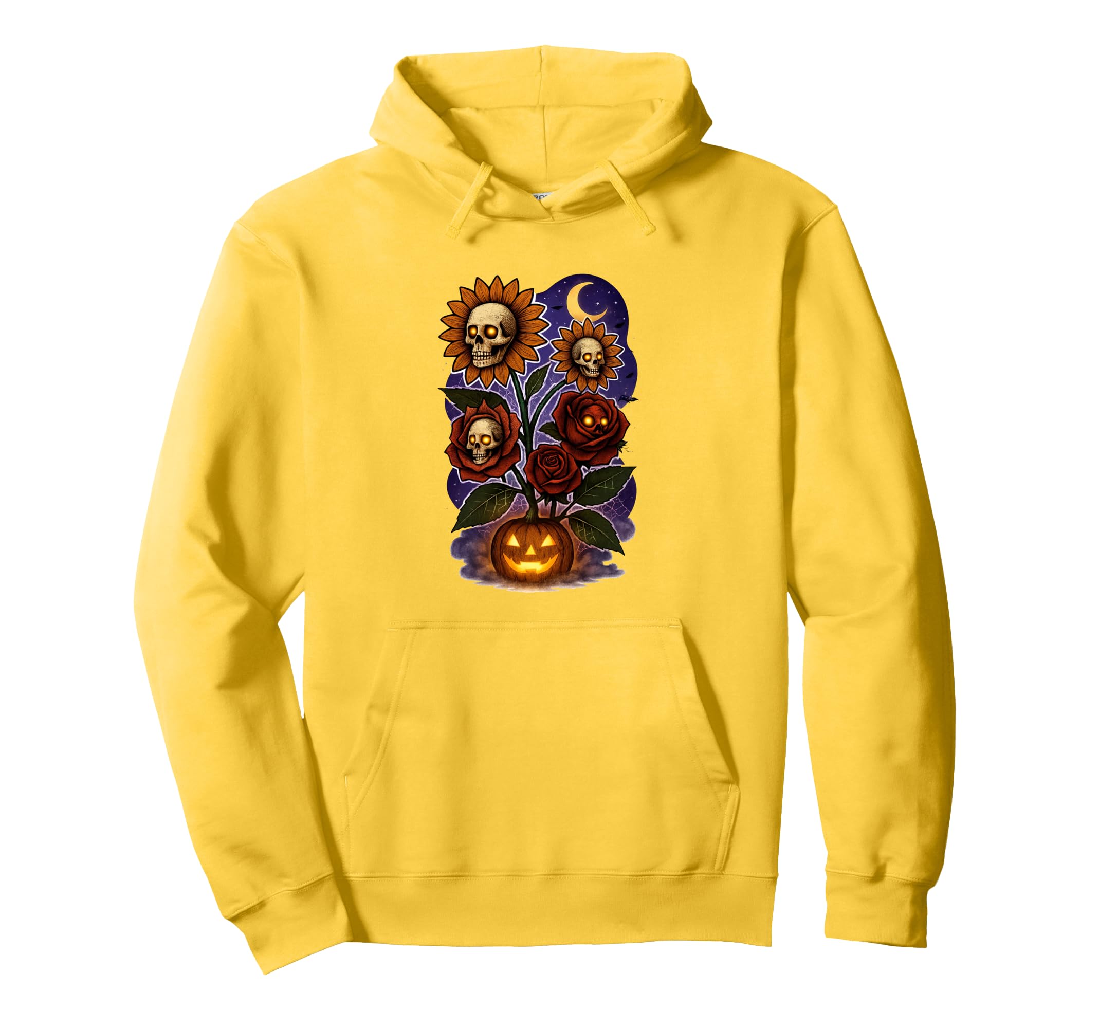 Skull Sunflowers Gothic Goth Creepy Hoodie - Custom Art Print for Adults - T-Shirt, Sweatshirt, Hoodie