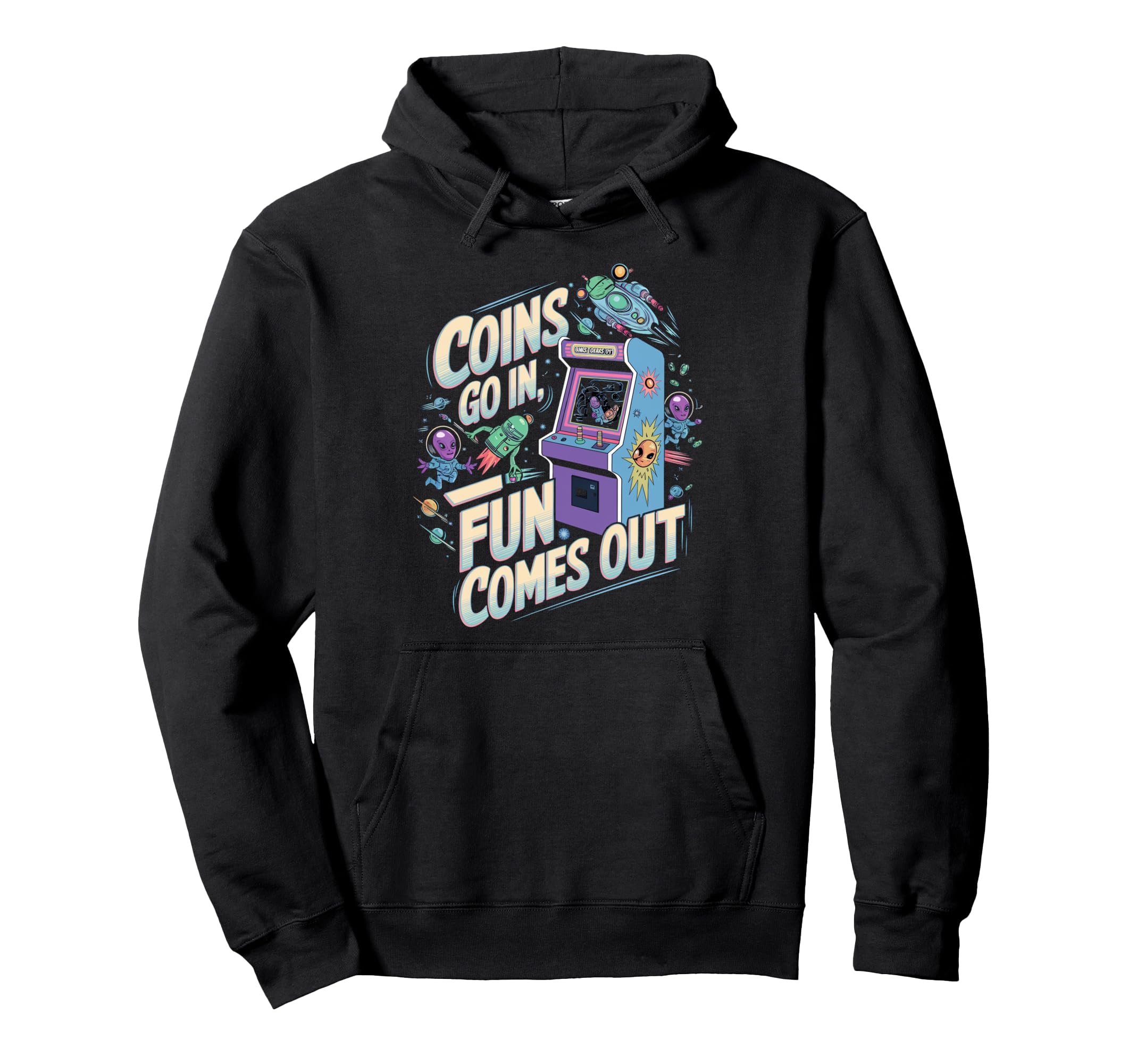 Coins Go Arcade Gamer Gaming Video Game Hoodie - Streetwear Style Unisex - T-Shirt, Sweatshirt, Hoodie