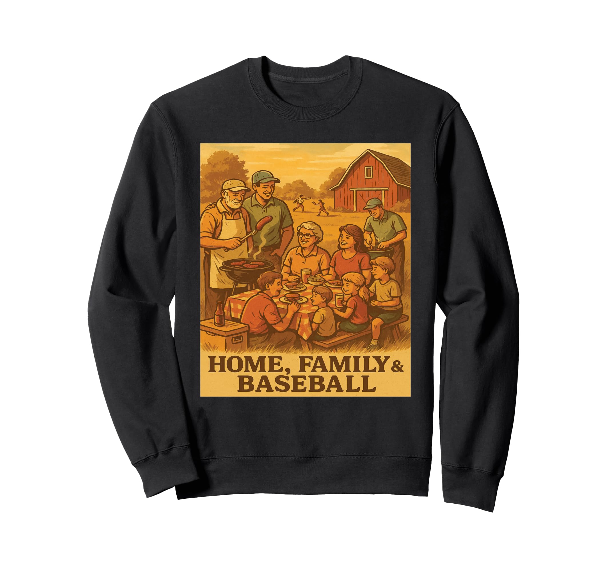 Home Family And Baseball Backyard Sweatshirt - Trendy Graphic Men Women - T-Shirt, Sweatshirt, Hoodie