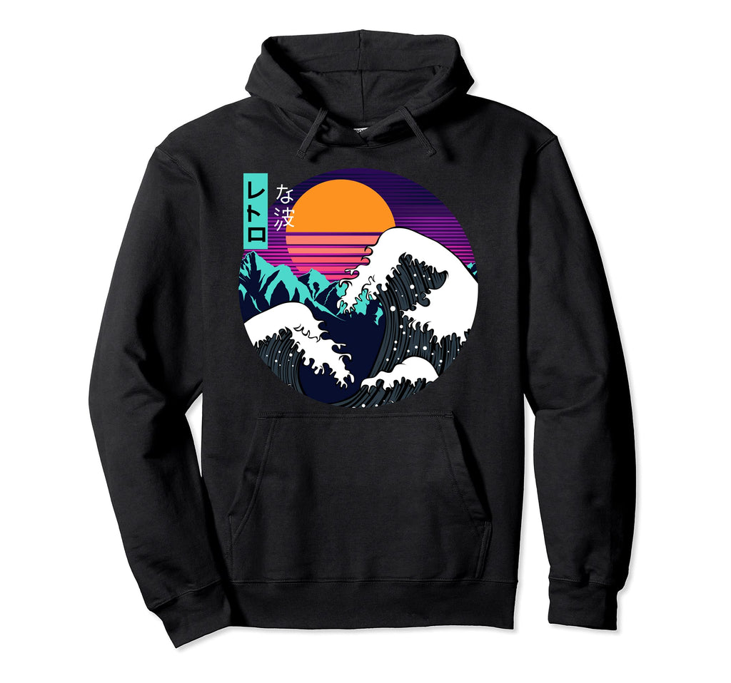 Great Wave Off Kanagawa Vaporwave Hoodie - Minimalist Print for Adults - T-Shirt, Sweatshirt, Hoodie