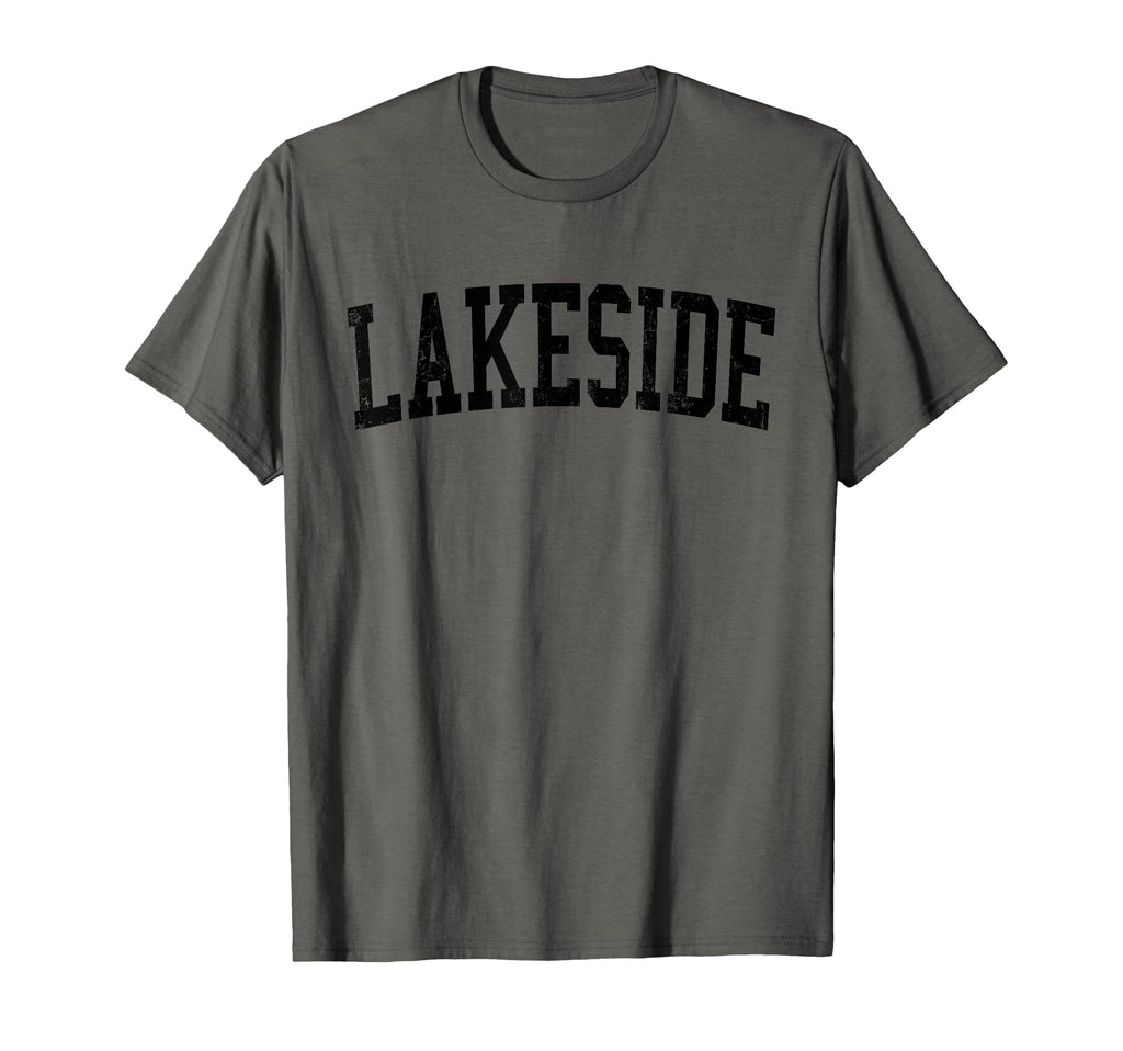 Lakeside Fl Distressed Black Varsity T-Shirt - Trendy Graphic for Adults - T-Shirt, Sweatshirt, Hoodie