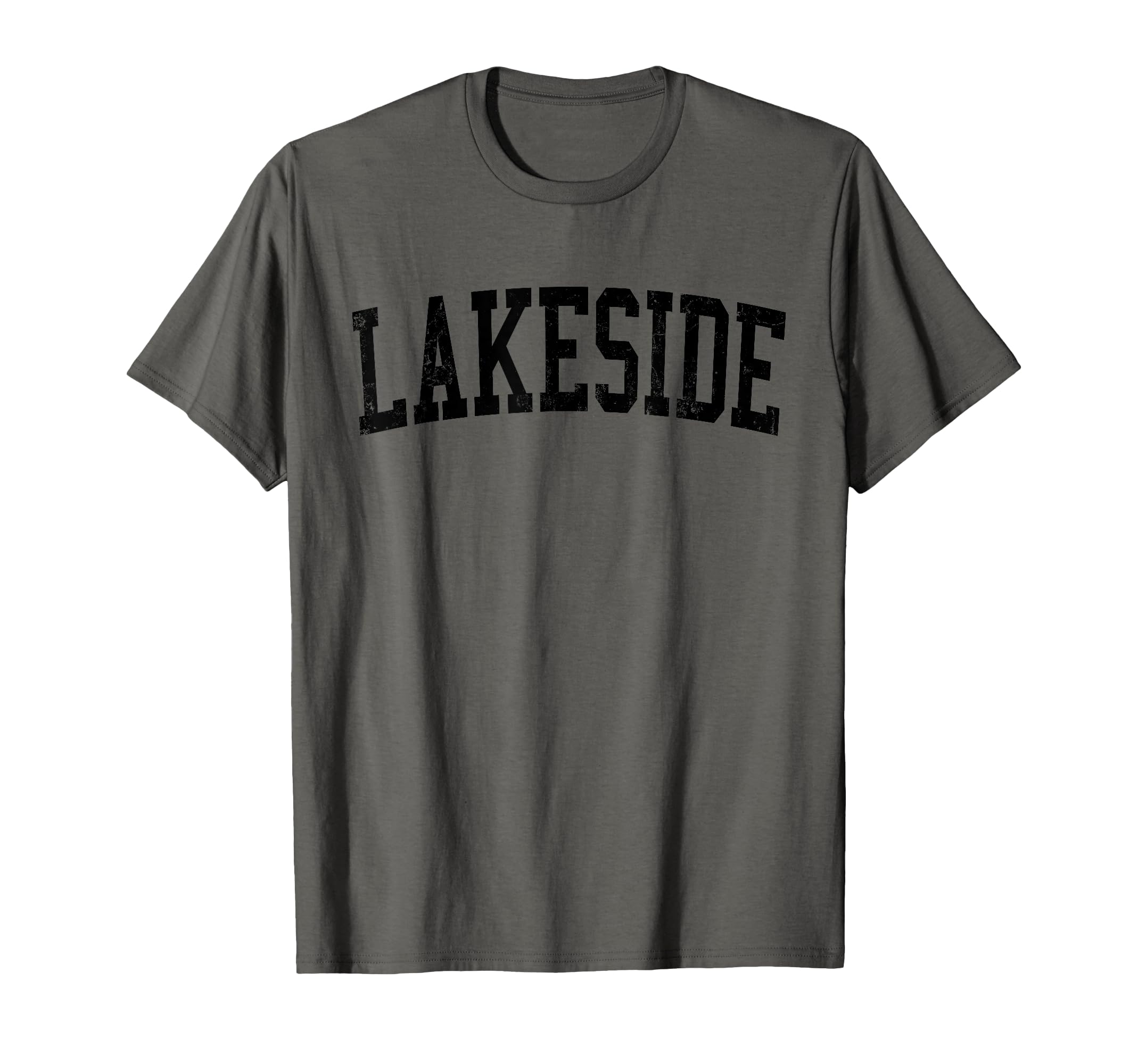 Lakeside Fl Distressed Black Varsity T-Shirt - Trendy Graphic for Adults - T-Shirt, Sweatshirt, Hoodie