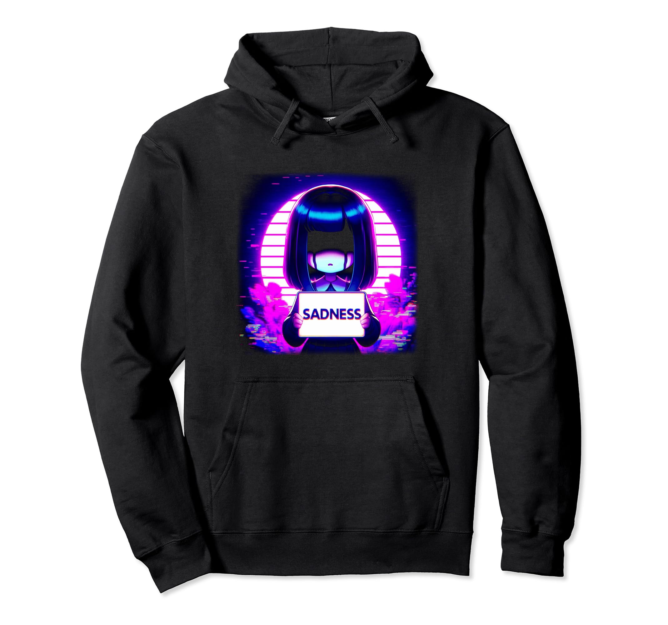 Sad Anime Vaporwave Aesthetic Japanese Hoodie - Unique Graphic for Adults - T-Shirt, Sweatshirt, Hoodie