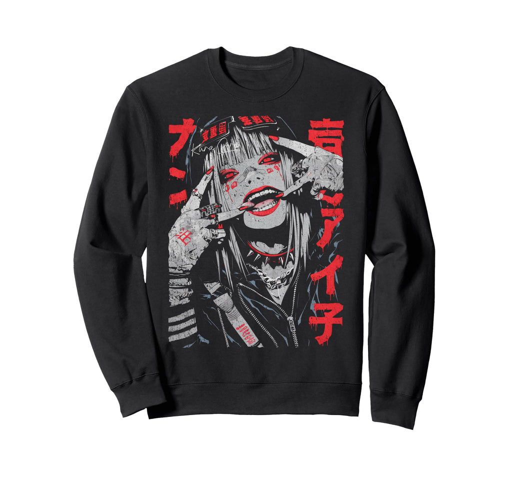 Japanese Streetwear Cyberpunk Sweatshirt - Casual Everyday Wear for Adults - T-Shirt, Sweatshirt, Hoodie