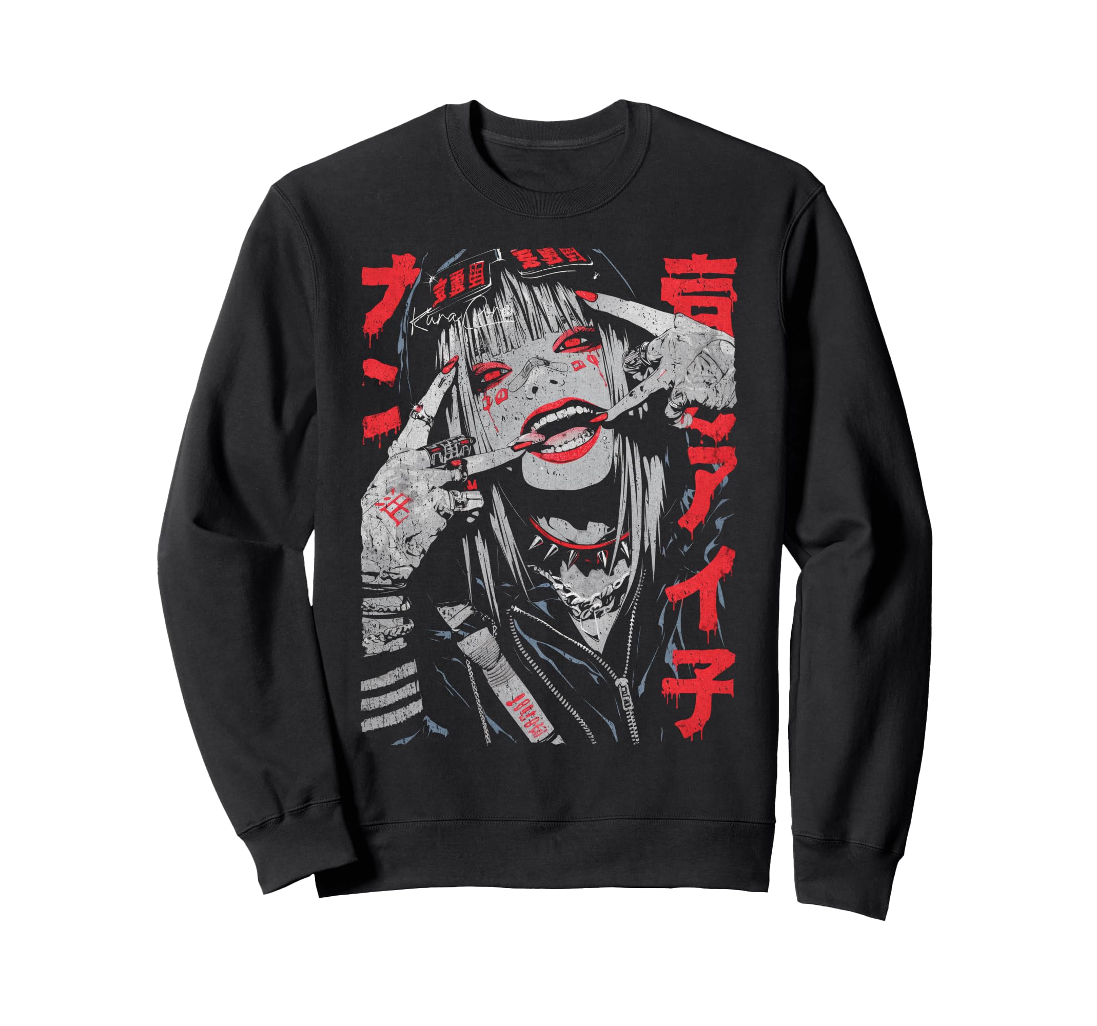 Japanese Streetwear Cyberpunk Sweatshirt - Casual Everyday Wear for Adults - T-Shirt, Sweatshirt, Hoodie