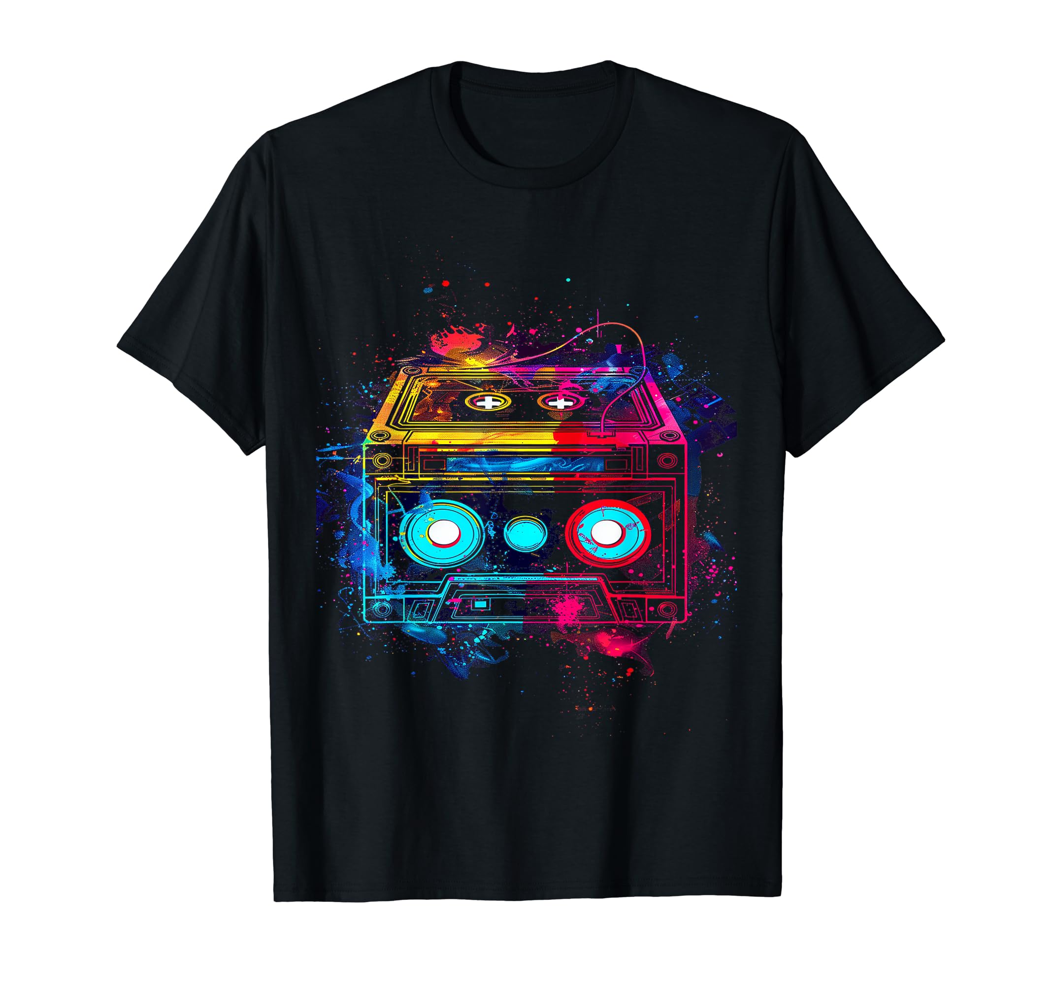 Neon Cassette Tape Gift T-Shirt - Novelty Apparel Men Women - T-Shirt, Sweatshirt, Hoodie